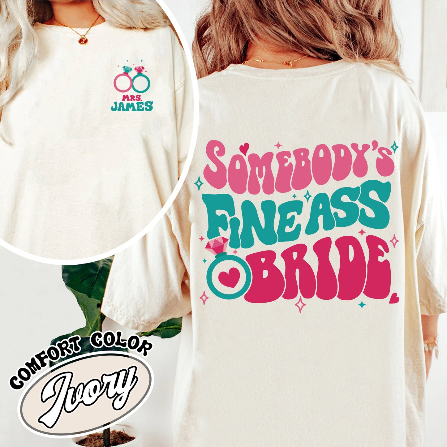 Somebody’s Fine Ass Bride Comfort Color Shirt, Bride Era, Custom Bride, Oversized Shirt Bride, Bride To Be Shirt