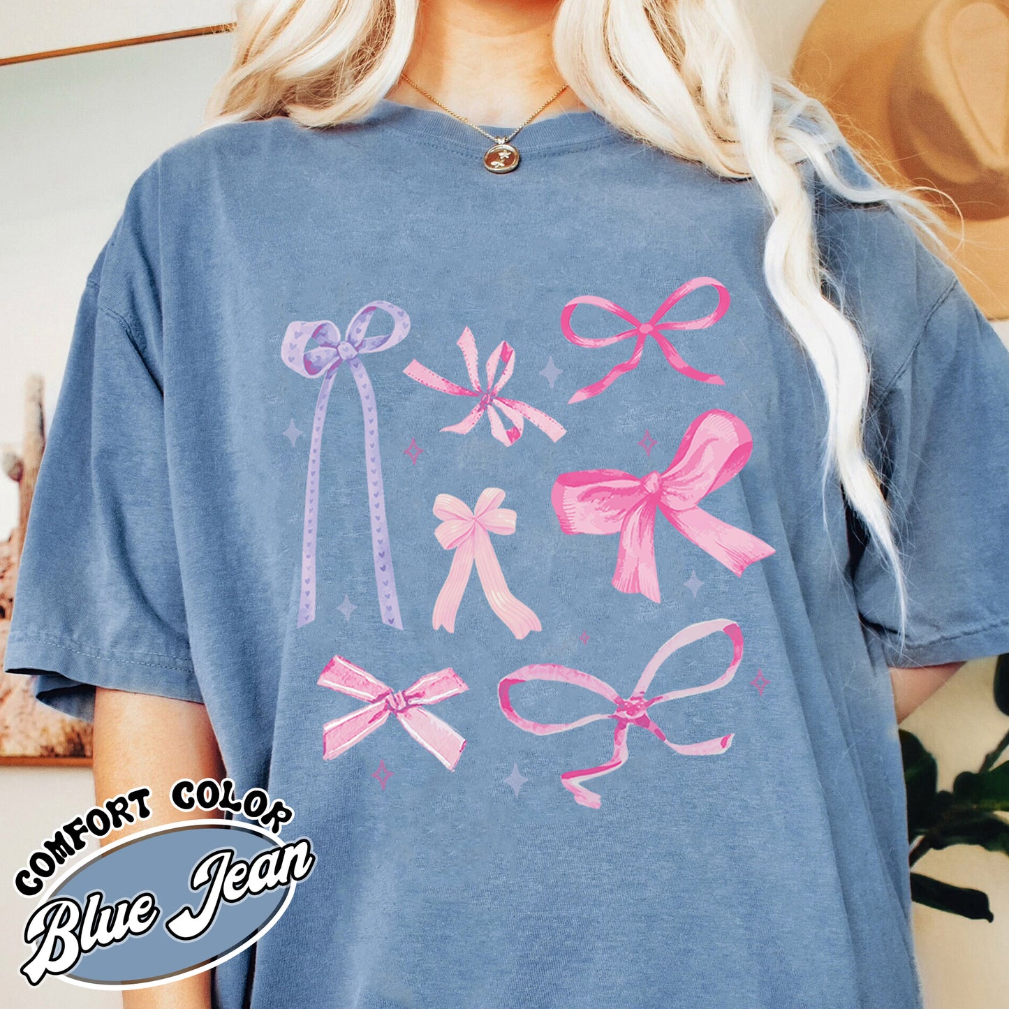 Coquette Pink Bow Comfort Color Shirt, Trendy Pink Bow Clothing, Pink Bow, Pink Bow, Coquette Shirt, Aesthetic Pink Bow