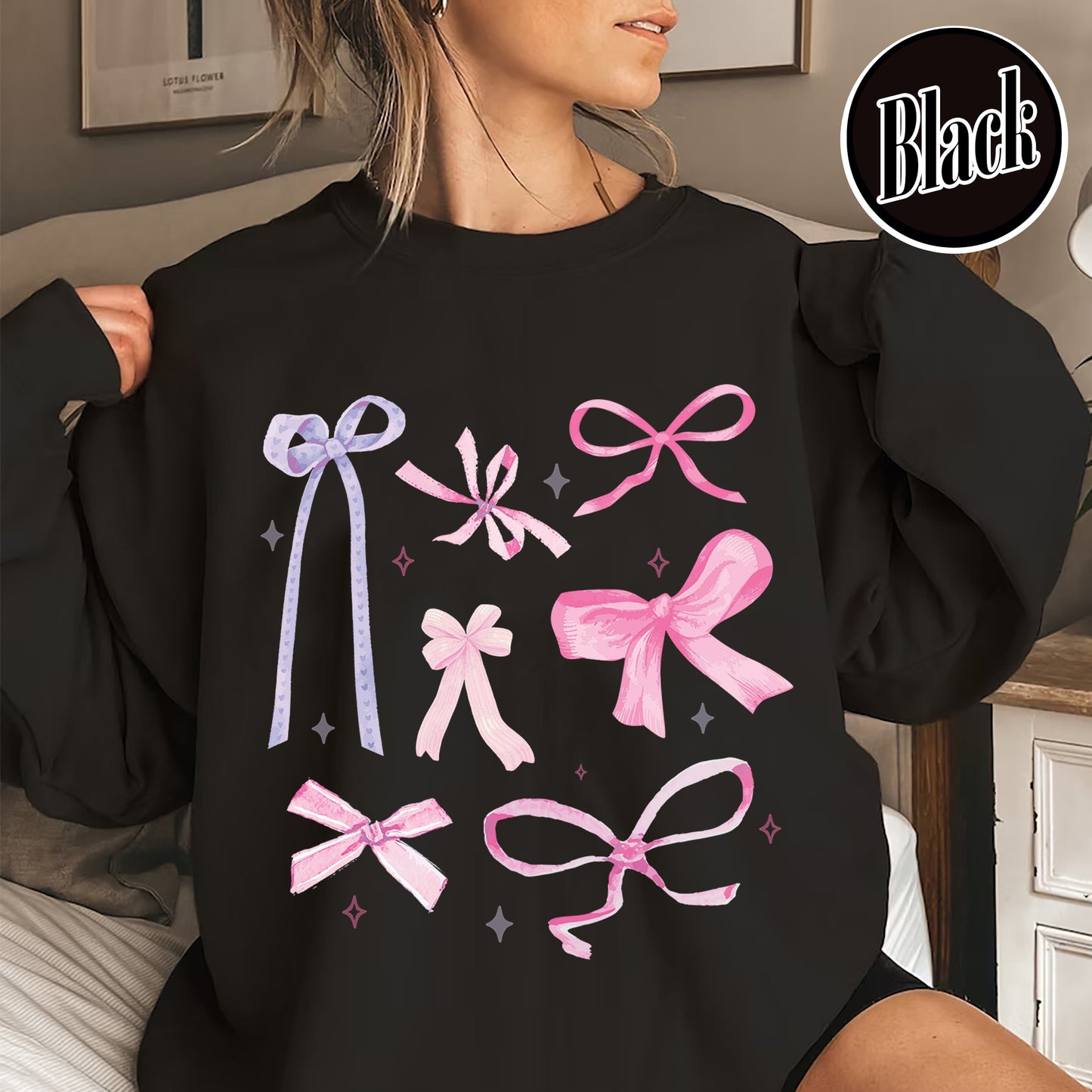 Coquette Pink Bow Sweatshirt, Trendy Pink Bow Clothing, Pink Bow Crewneck Sweatshirt, Pink Bow, Coquette Sweatshirt, Aesthetic Pink Bow