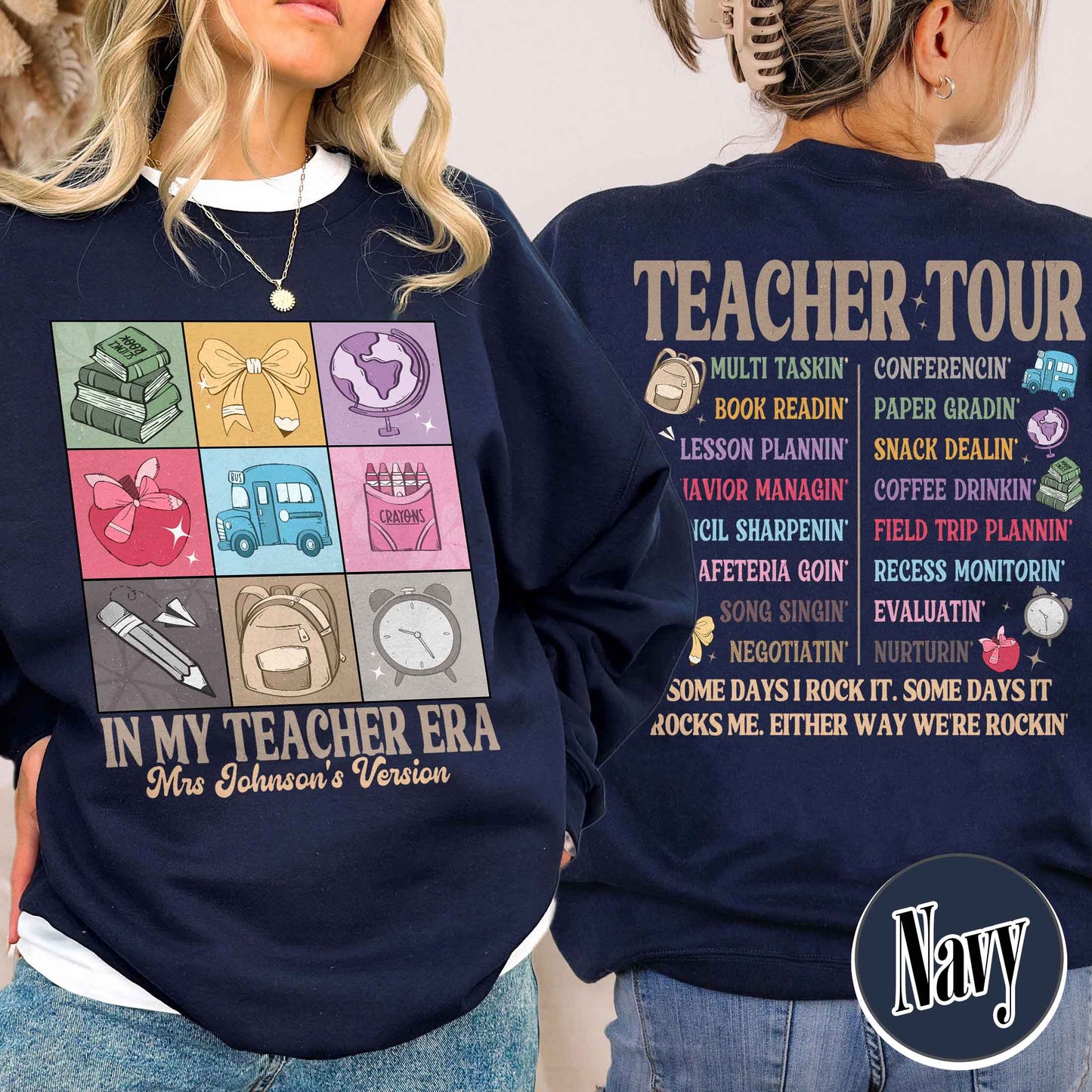 Back to School Sweatshirt, Custom Name Teacher Sweatshirt, Abcd Teacher Tour Sweatshirt, Gift for Teacher