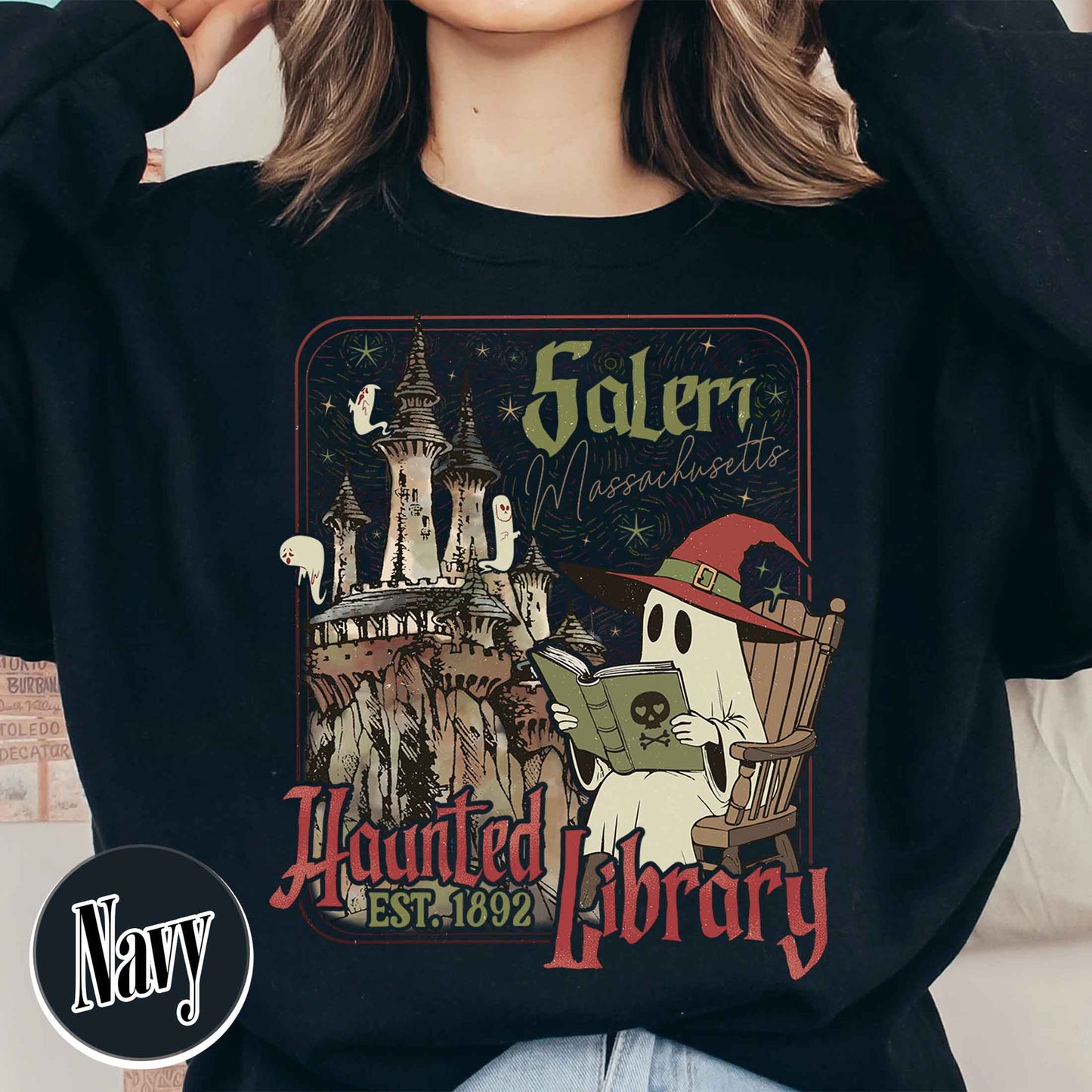 Halloween Book Lover Sweatshirt, the Haunted Library Sweatshirt, Salem Book Club Sweatshirt