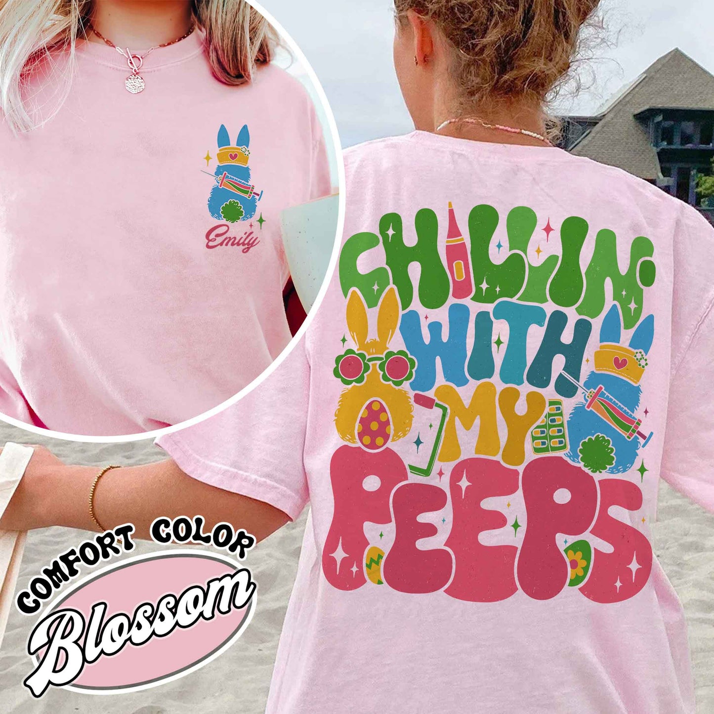 Nurse Easter Comfort Colors Shirt,Nurse Easter Shirt, Chillin with My Peeps Easter Bunny Shirt,Doctor Easter Shirt