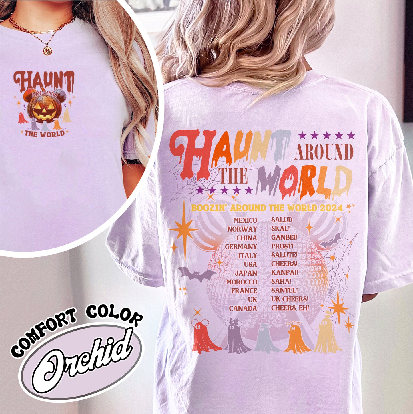 Halloween Trip Comfort Color Shirt, Epcot Drink Around the World Shirt, Haunt Around the World Shirt