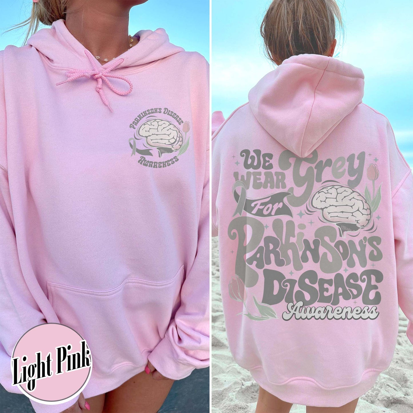 Parkinson’s Disease Awareness Hoodie, We Wear Grey for Parkinson’s Disease Hoodie