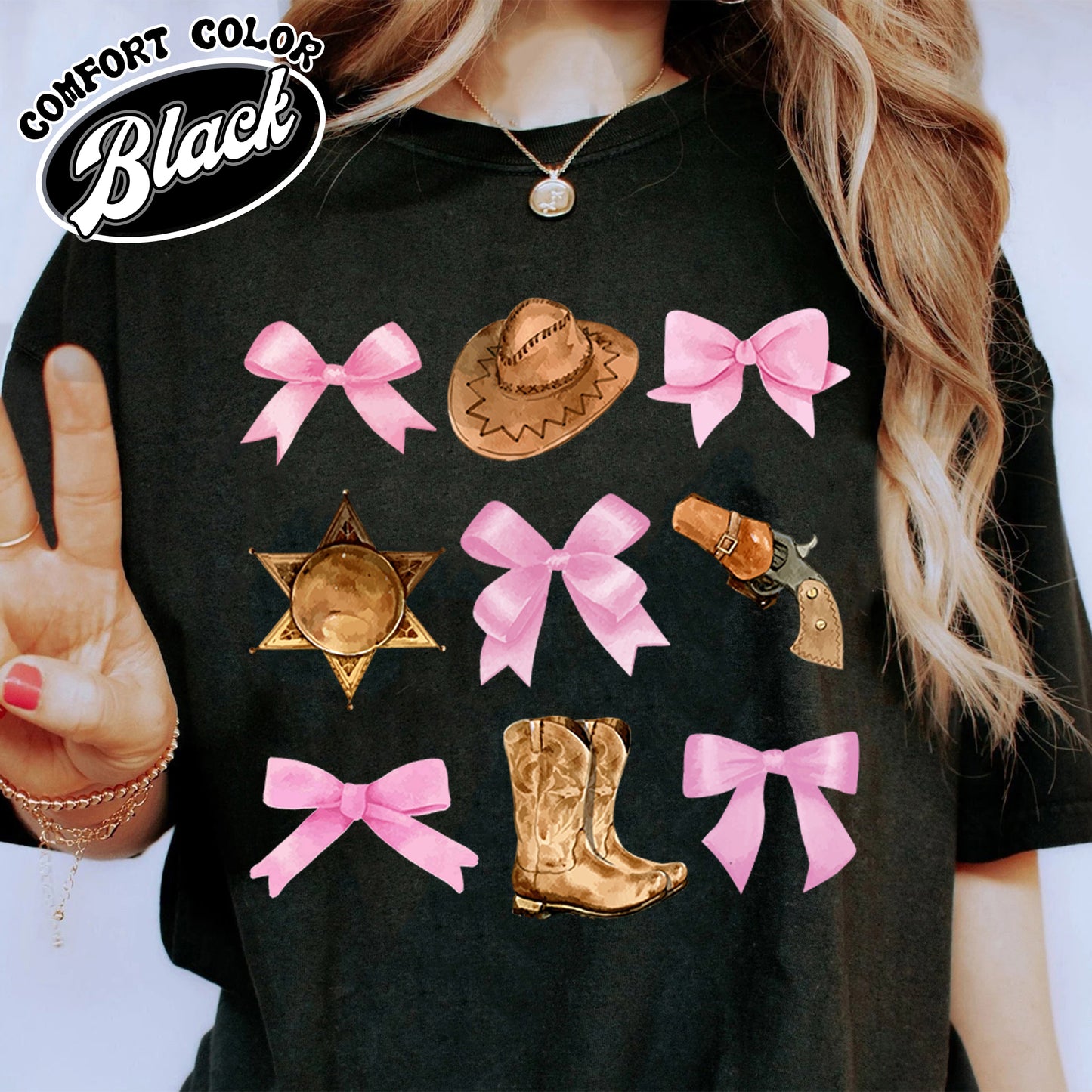 Coquette Cowgirl Comfort Color Shirt, Soft Girl Era, Bows Cowgirl Shirt, Pink Bow Coquette Girly, Oversized Shirt, Soft Girl Aesthetic