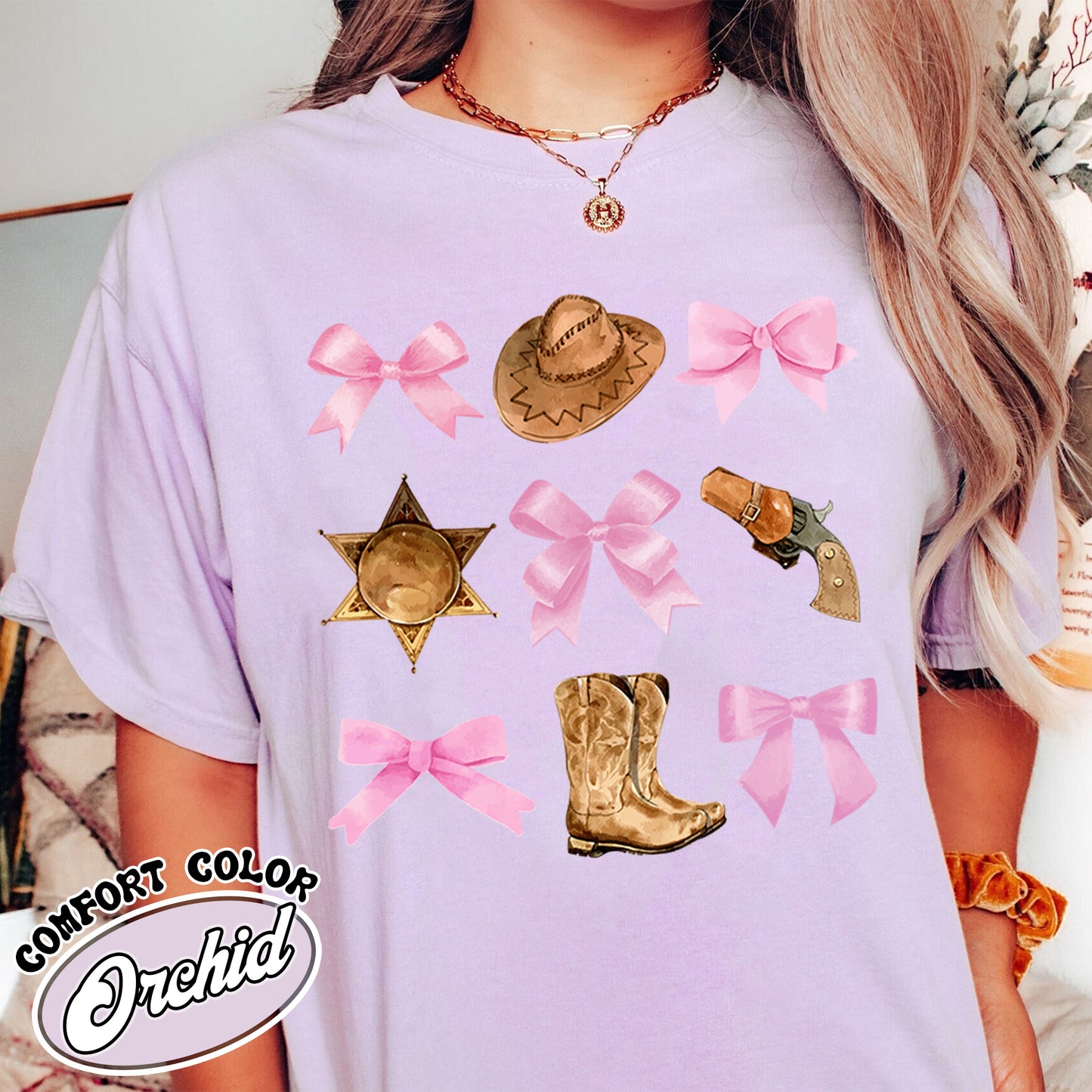 Coquette Cowgirl Comfort Color Shirt, Soft Girl Era, Bows Cowgirl Shirt, Pink Bow Coquette Girly, Oversized Shirt, Soft Girl Aesthetic