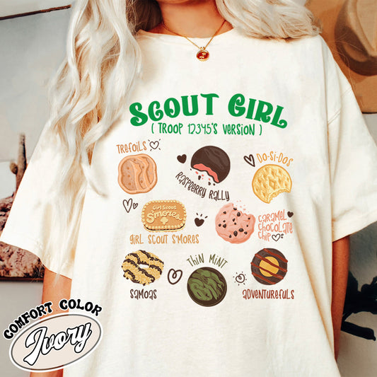 Scout Girl Comfort Color Shirt, Scout Troop Tshirt, Custom Scout Troop Shirt, Personalized Scout Tee, Girl Scout Cookie Shirt, Cookie Mom Girl Scout