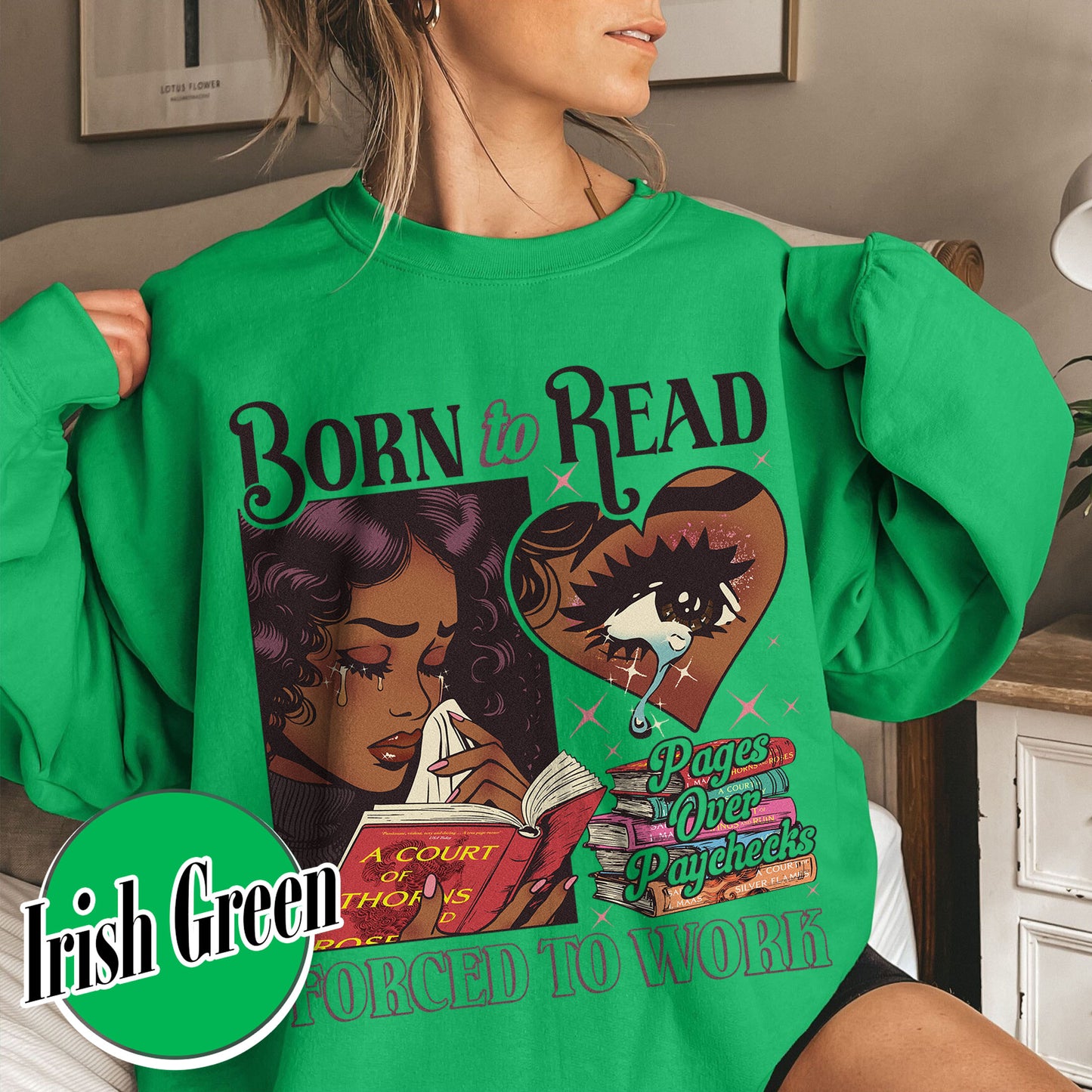Born To Read Bookish Sweatshirt, Black Girl Reader Sweatshirt, Bookish Gift for Her, Dark Romance, Smut Sweatshirt Gift Booktok, Sjm Book Sweatshirt