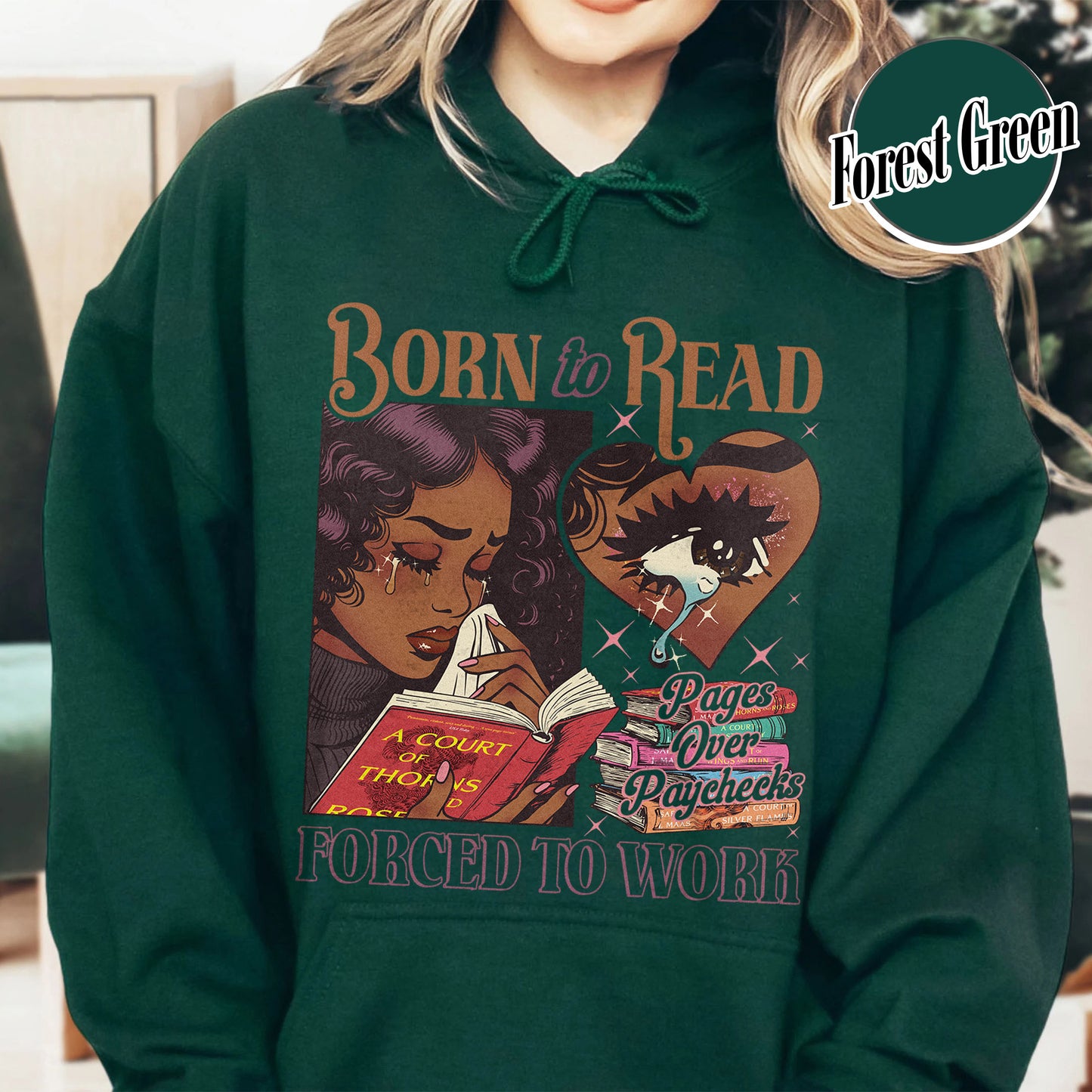 Born To Read Bookish Comfort Colors Hoodie, Black Girl Reader Hoodie, Bookish Gift for Her, Dark Romance, Smut Hoodie Gift Booktok, Sjm Book Hoodie