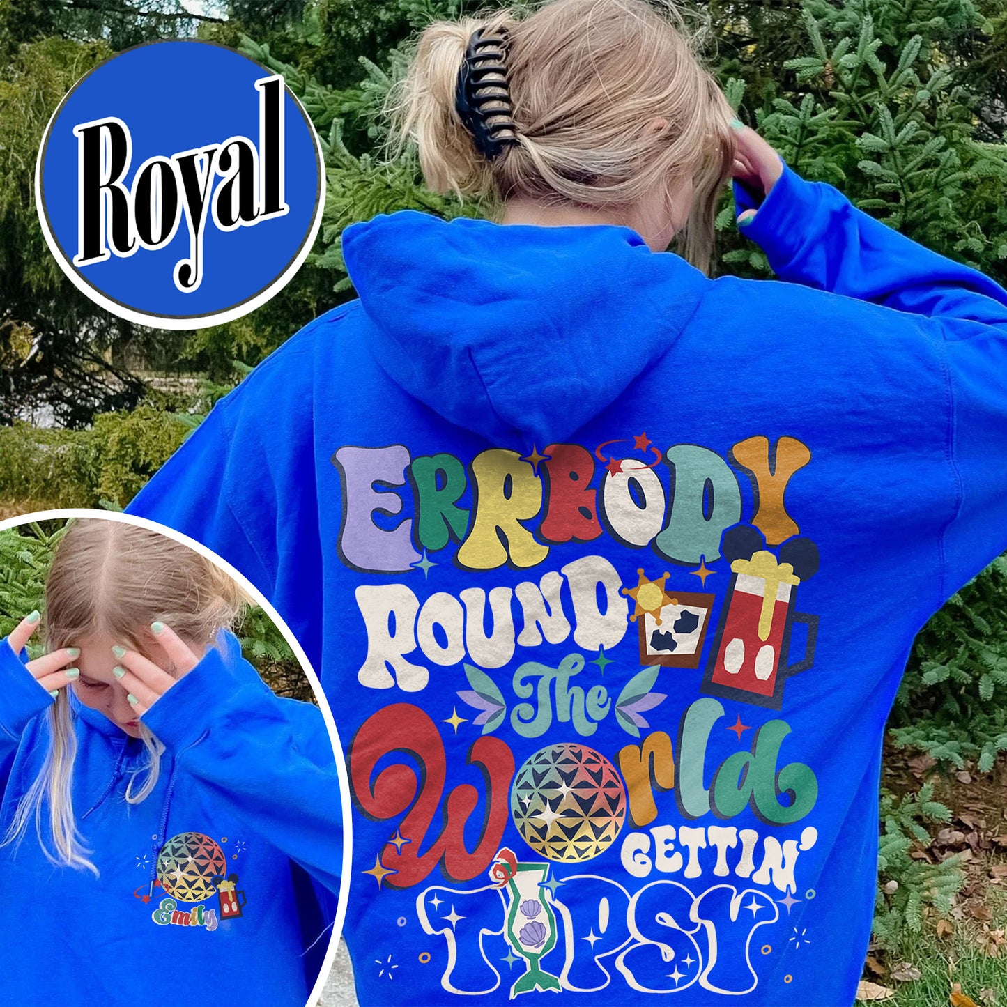 Custom Family Trip Hoodie, Errbody Round the World Gettin Tipsy Hoodie, Epcot Drinking Hoodie
