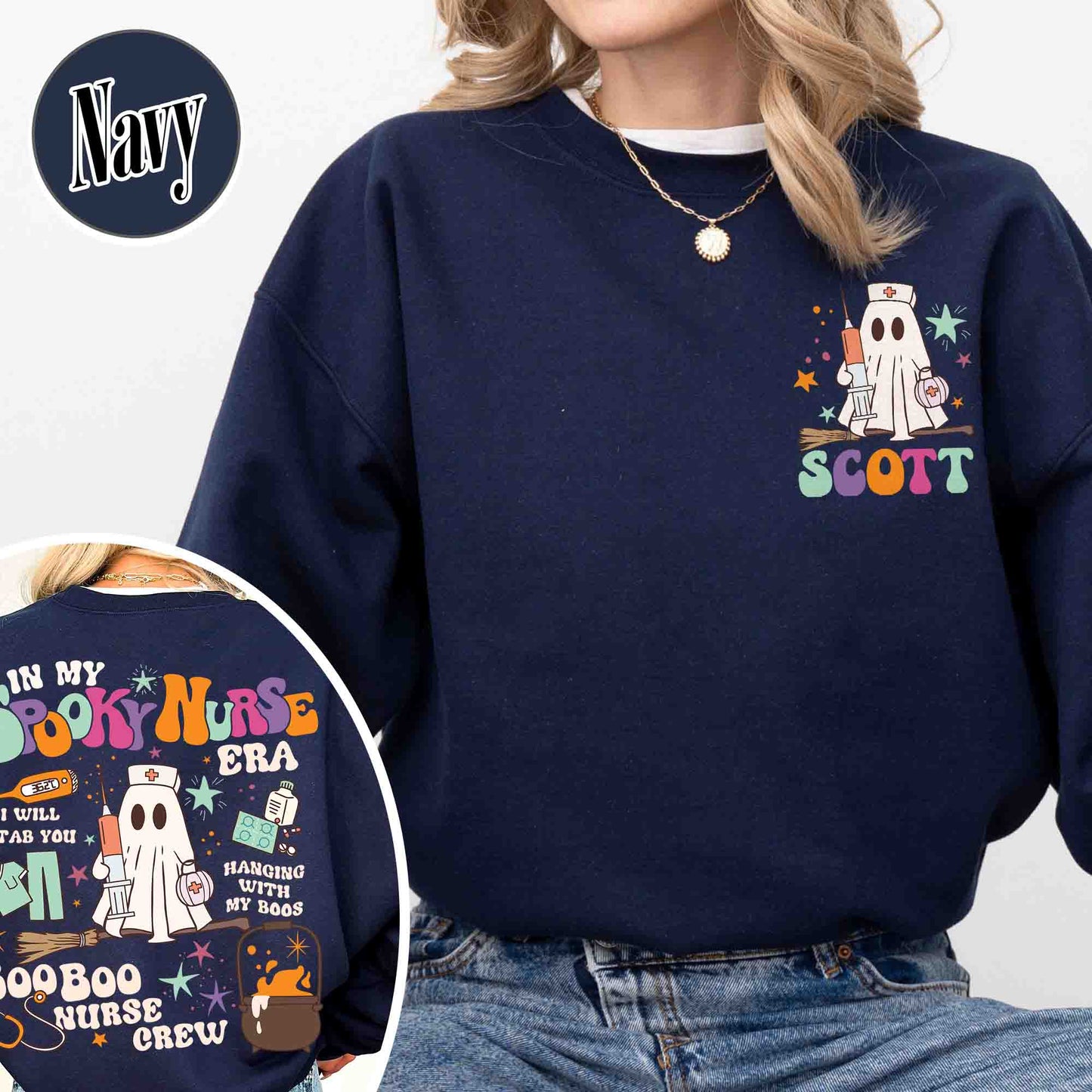 Halloween Sweatshirt, Spooky Nurse Era Sweatshirt, ER Nurse Halloween Sweatshirt, Spooky Season Nurse Sweatshirt