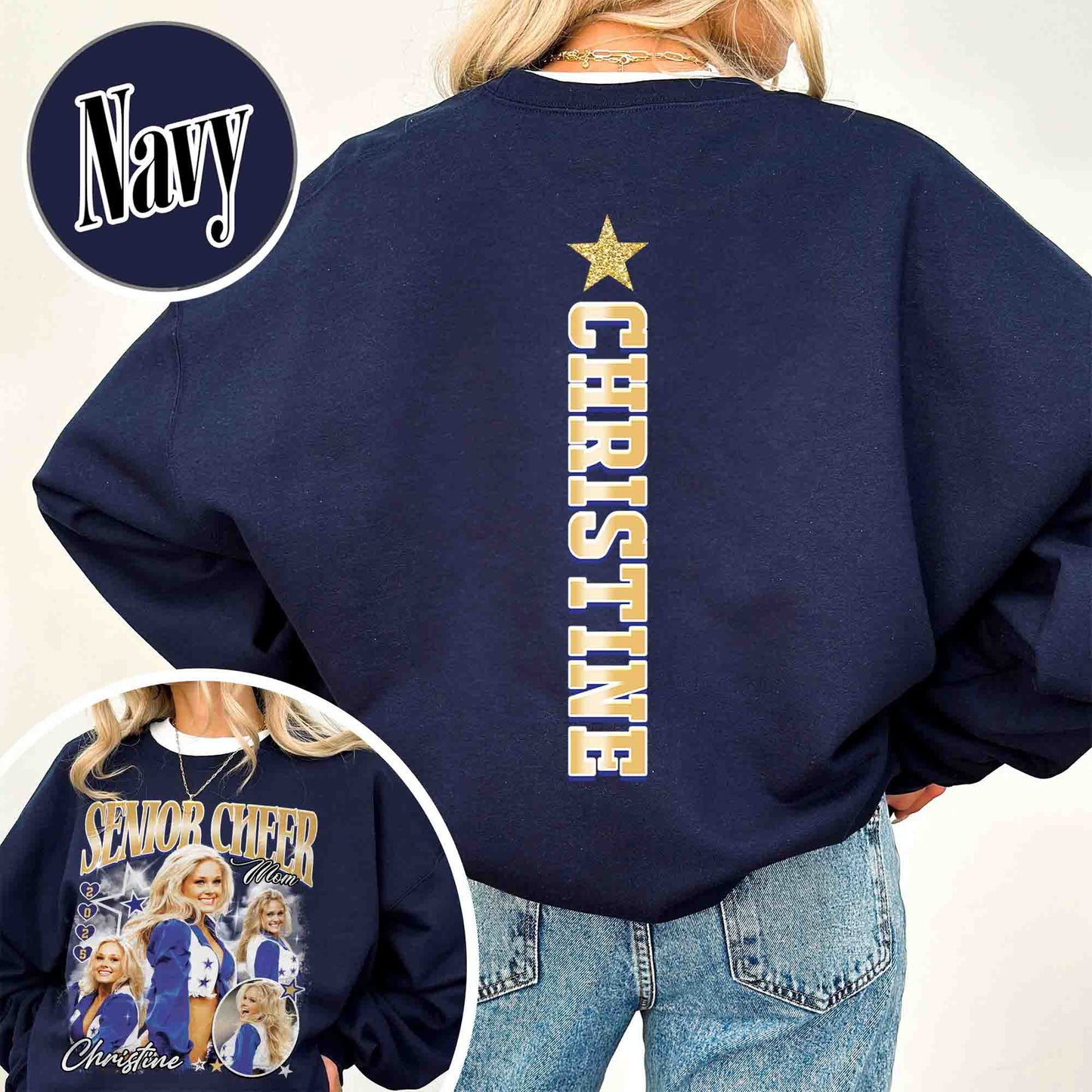Custom Cheer Mom Sweatshirt, Senior Year Cheer Mom Sweatshirt, Proud Senior Cheer Mom Sweatshirt