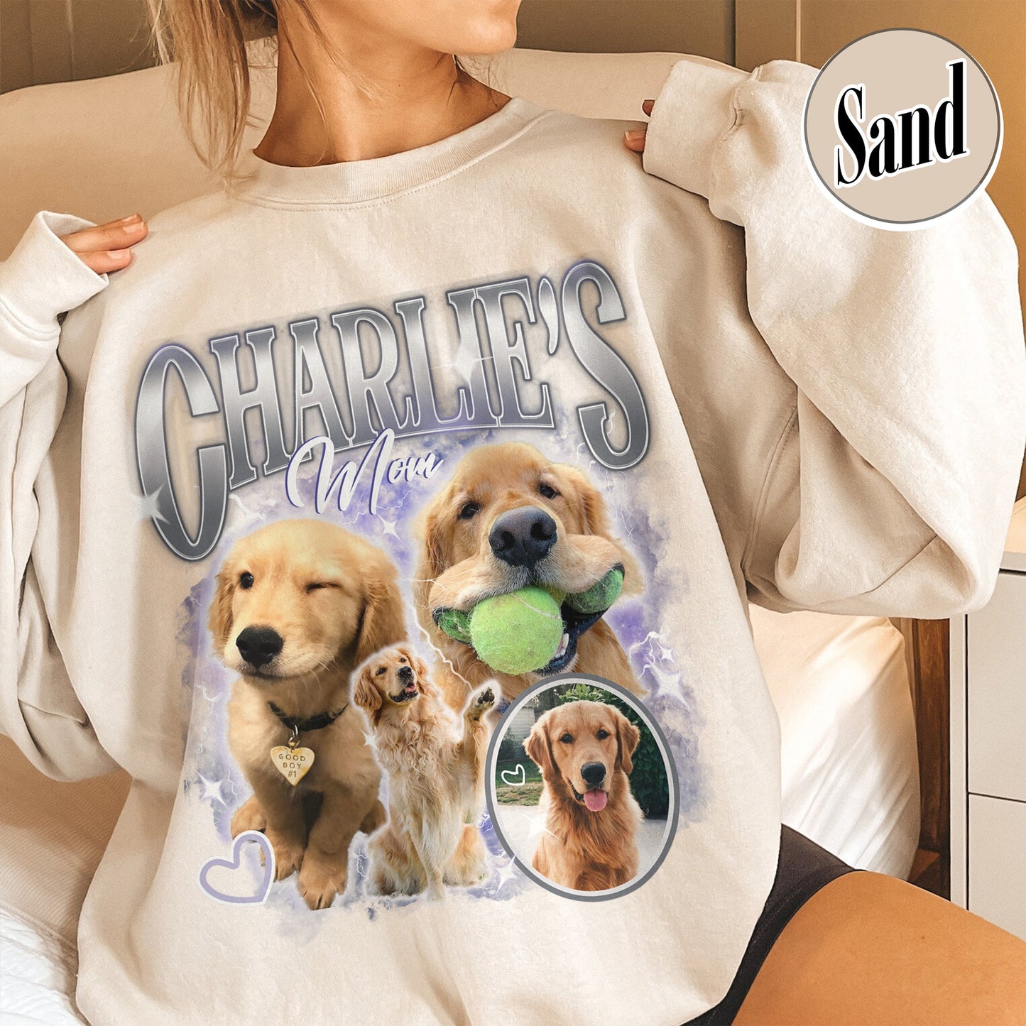 Pet Lover Sweatshirt, Pet Custom Vintage Washed Sweatshirt, Custom Dog Cat Mom Sweatshirt