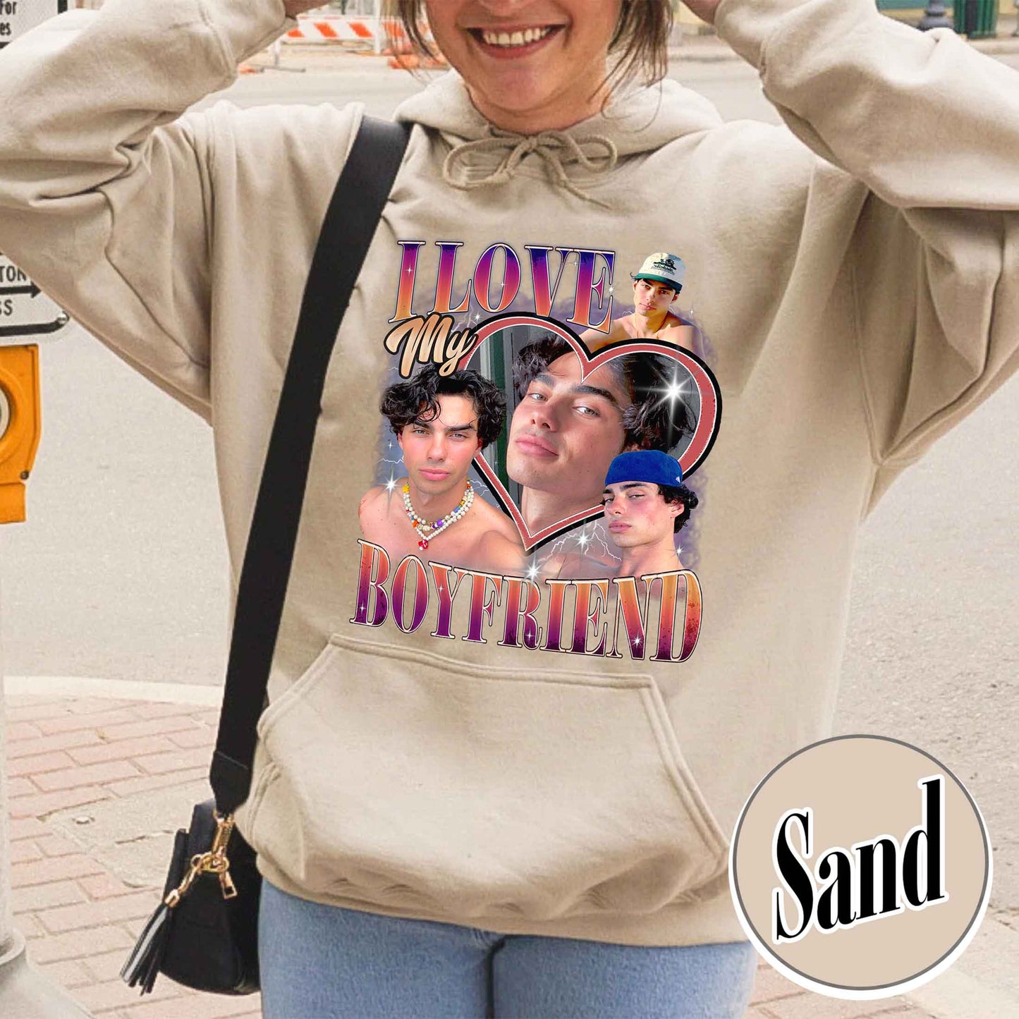 Valentine’s Day Hoodie, Custom I Love My Boyfriend Hoodie, Custom Photo Hoodie