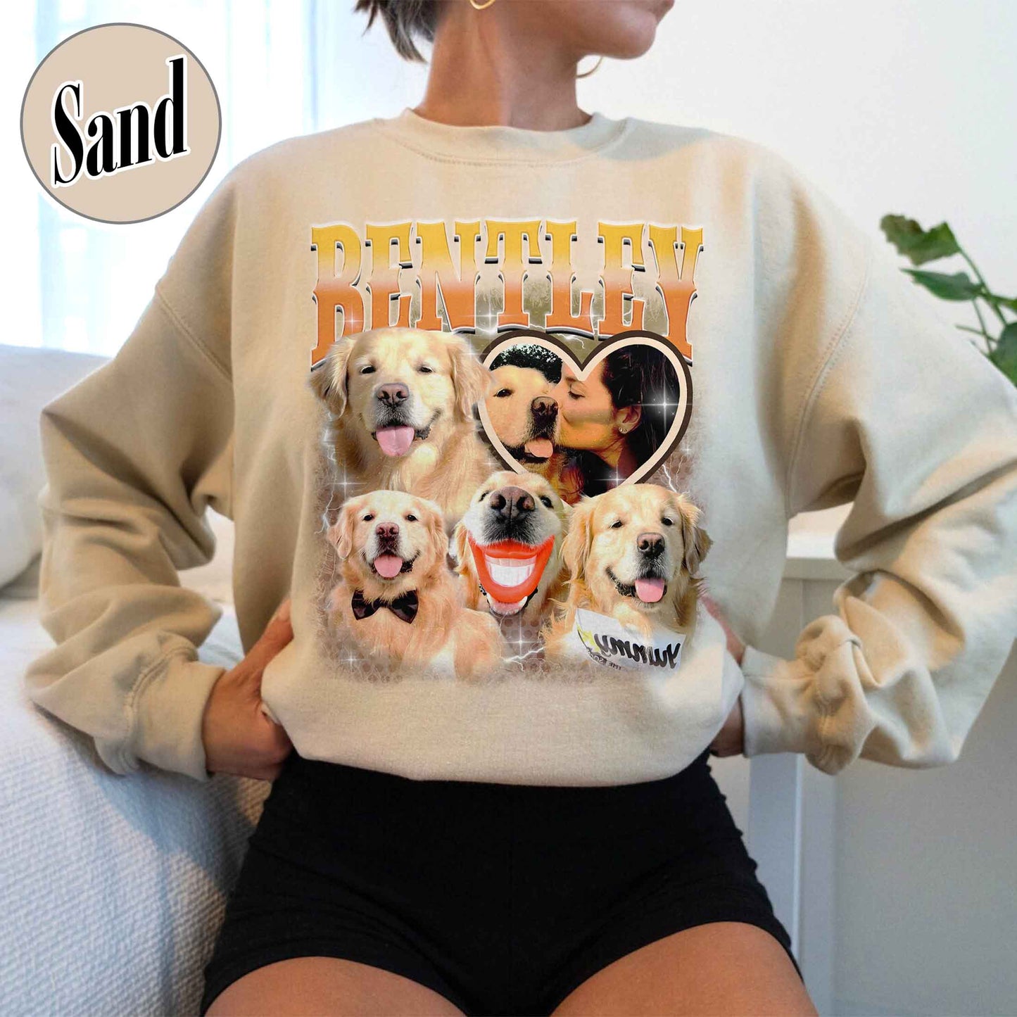 Custom Sweatshirt, Custom Pet Photo Sweatshirt, Custom Retro Dog Bootleg Sweatshirt, Pet Lovers Gift