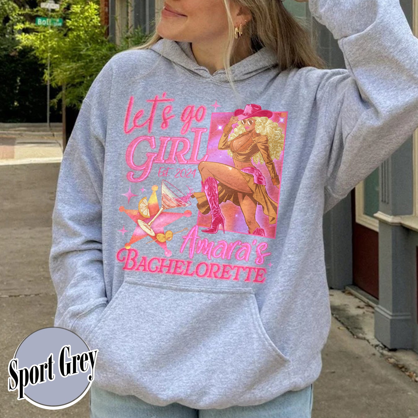 Lets Go Girls Cowgirl Hoodie, Custom Name Bachelorette Shirts, Bridal Party Gifts, Gift for Bride, Bach Trip Shirts, Personalized Wedding Shirt