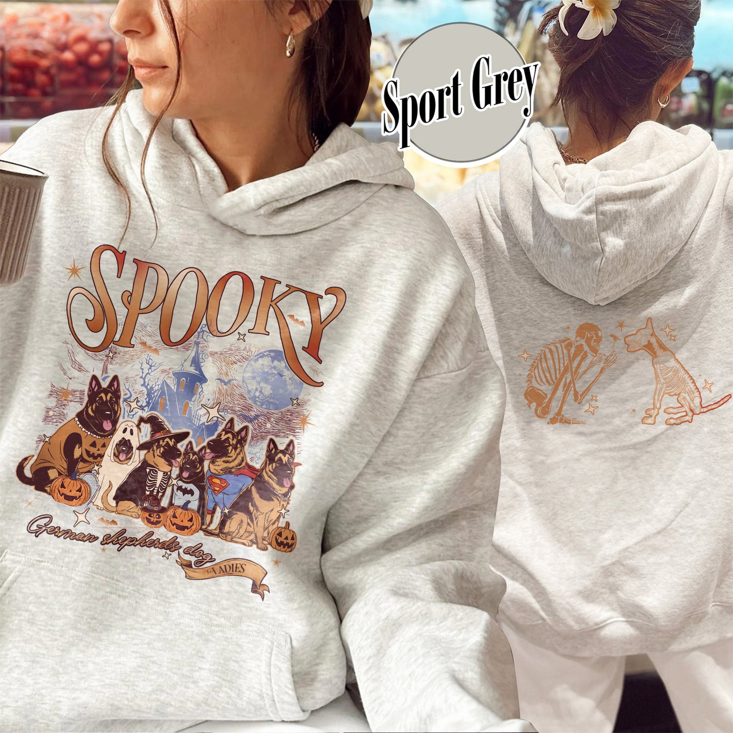 Halloween Hoodie, Spooky Dog Mom Hoodie, Trick or Treat Ghost Dogs Hoodie,Dog Boop Skeleton Hoodie