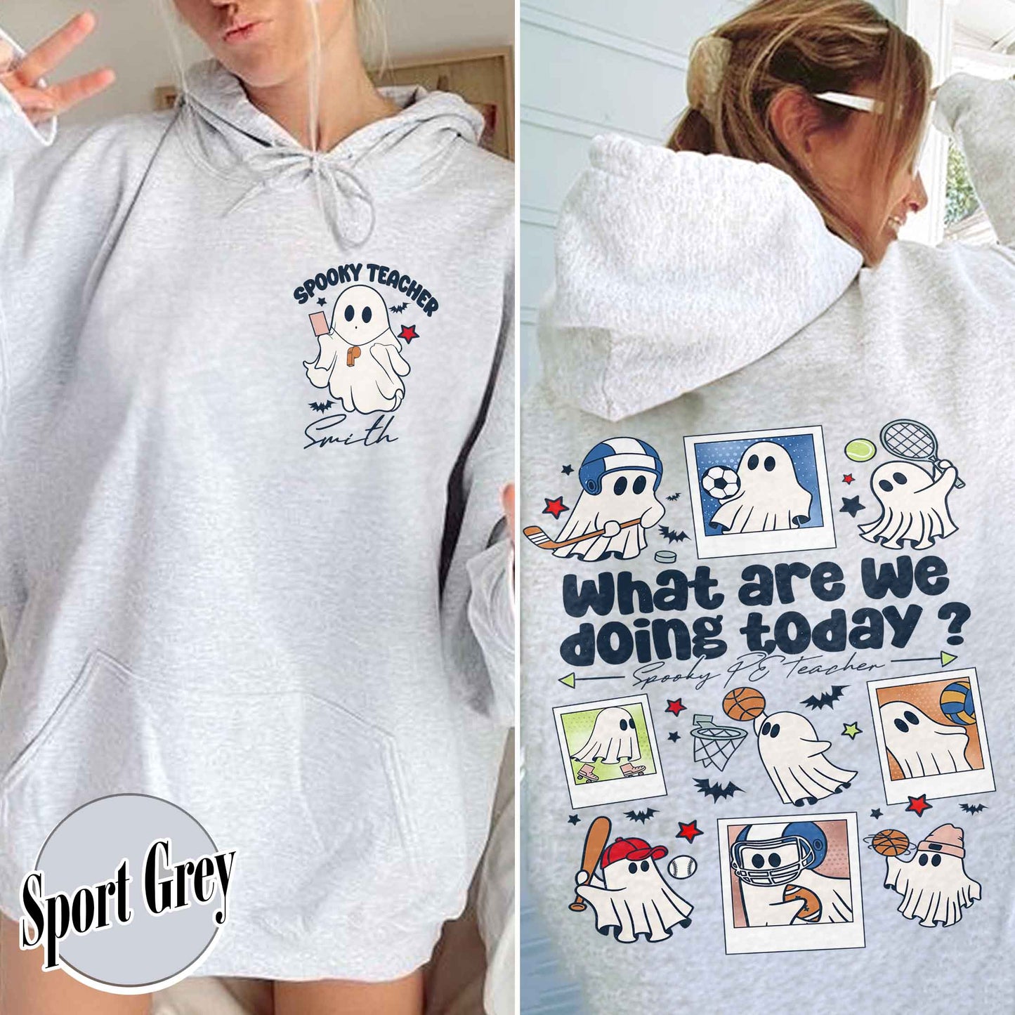 Halloween PE Teacher Hoodie, Pe Teacher Coach Ghost Hoodie, Spooky PE Teacher Hoodie