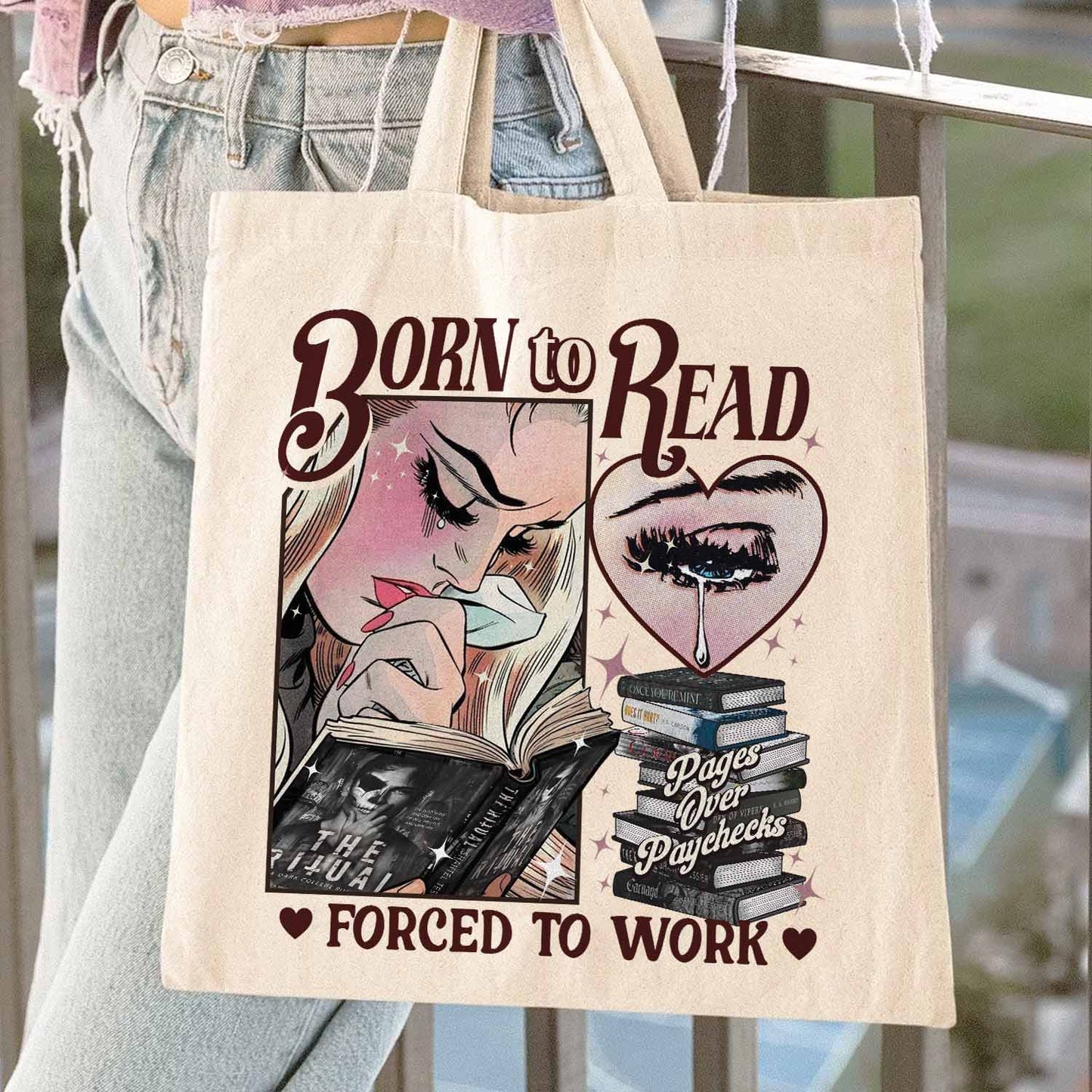 Born To Read Forced To Work Tote Bag, Dark Romance Social Club, Bookish Bag Dark Romance Smut Gift, Dark Romance Book, Smut Romance Reader Bag