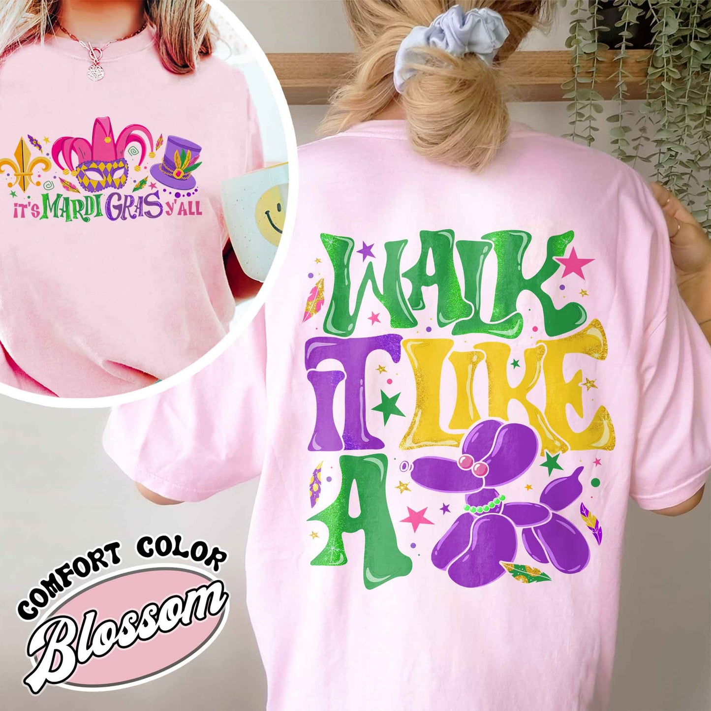 Trending Comfort Color Shirt, Faux Glitter Mardi Gras Shirt, It’s Mardi Gras Y’all, Walk It Like a Bead Dog Shirt