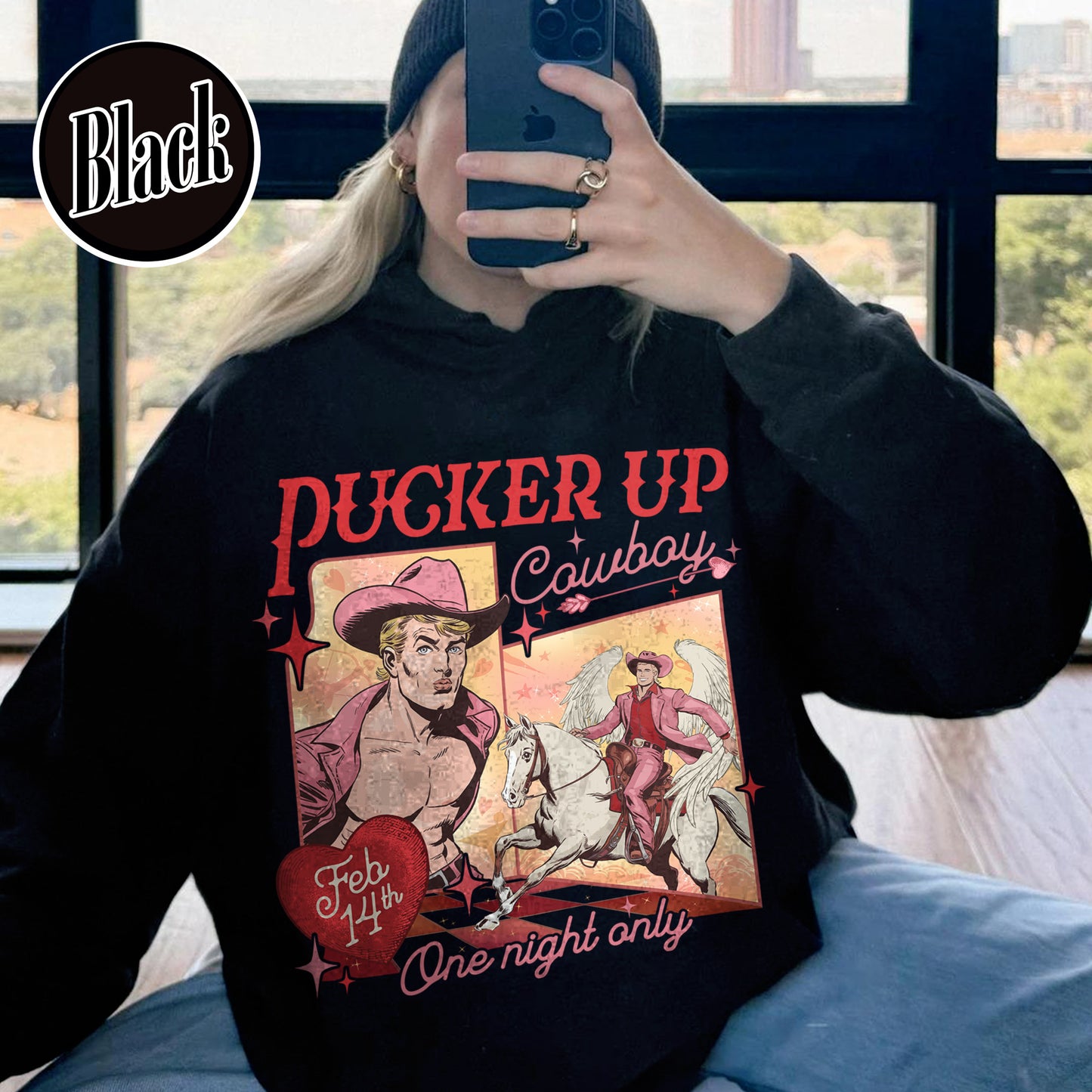Valentine Cowboy Sweatshirt,Funny Western Valentines Sweatshirt,Pucker up cowboy Sweatshirt, Western Sweatshirt