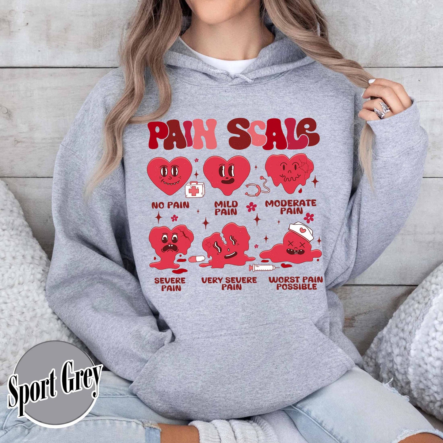Valentine Nurse Hoodie,Valentine Gift for Nurse,Healthcare Worker Pain Assessment