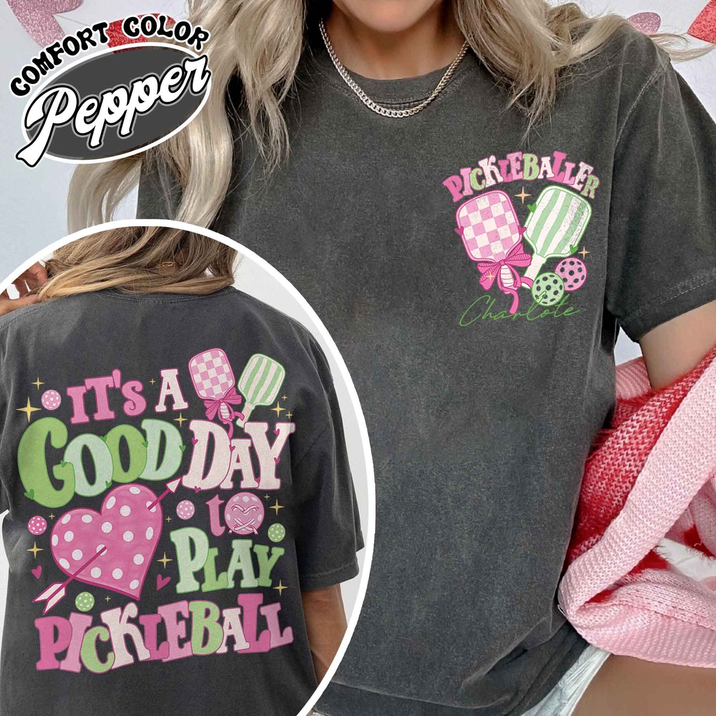 Valentine Sport Lover Comfort Color Shirt, Custom Pickleball Team Shirt, It’s a Good Day To Play Pickleball Shirt