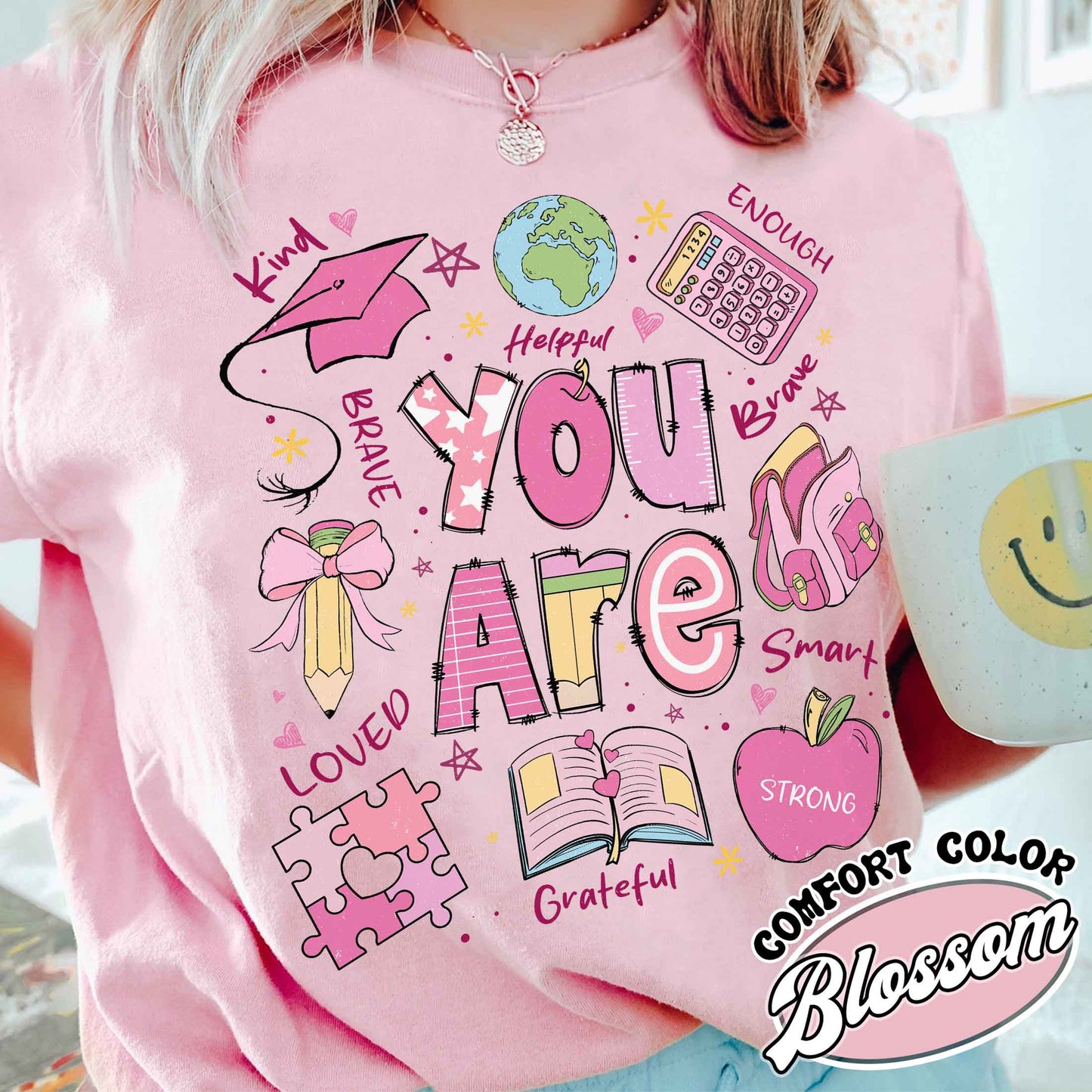 Valentine Comfort Color Shirt, Teacher Appreciation You Are Kind Loved Brave Shirt, Back to School Tee