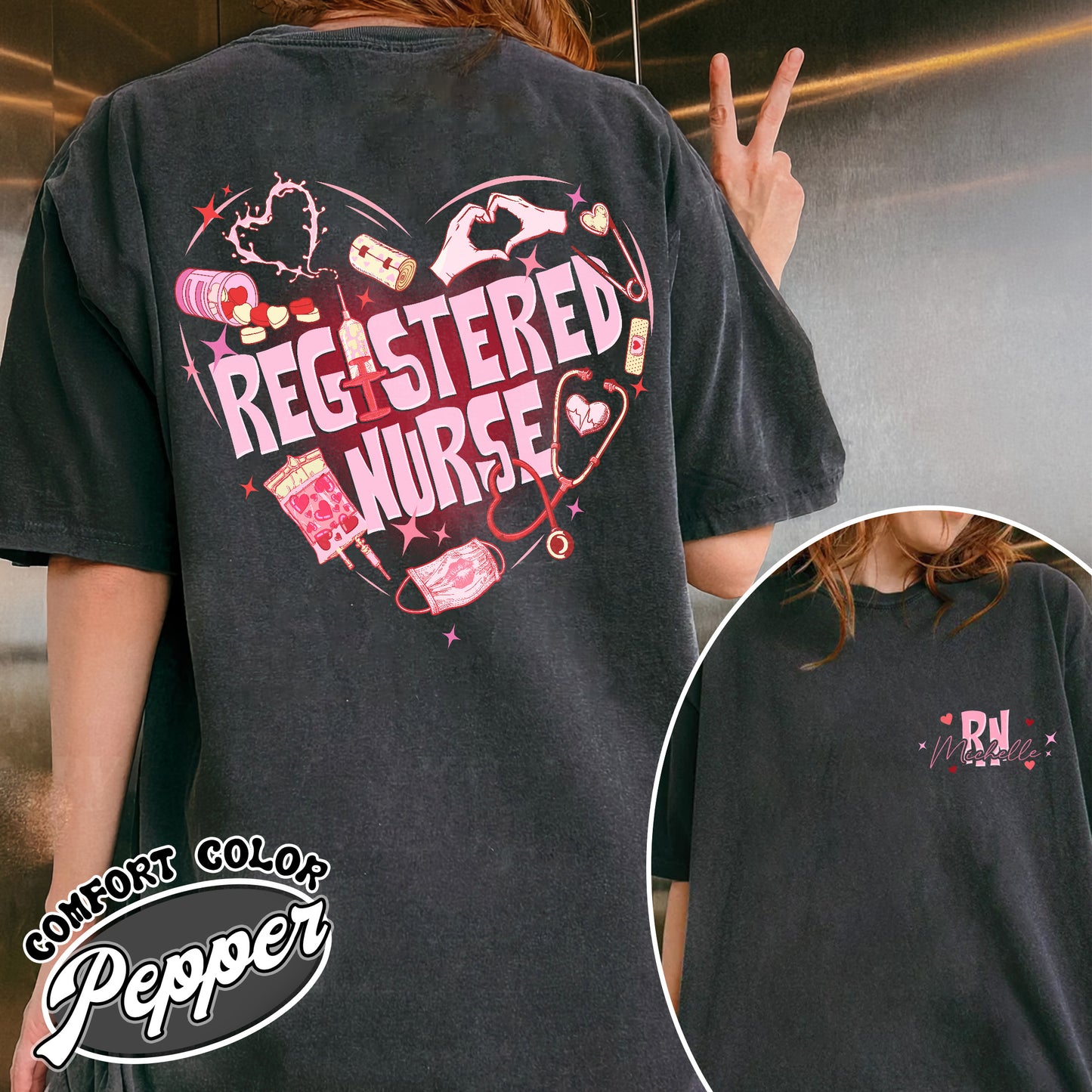 Valentine’s Day Registered Nurse Comfort Color Shirt, Custom Valentine RN Nurse Shirt, Custom NICU Nurse Shirt