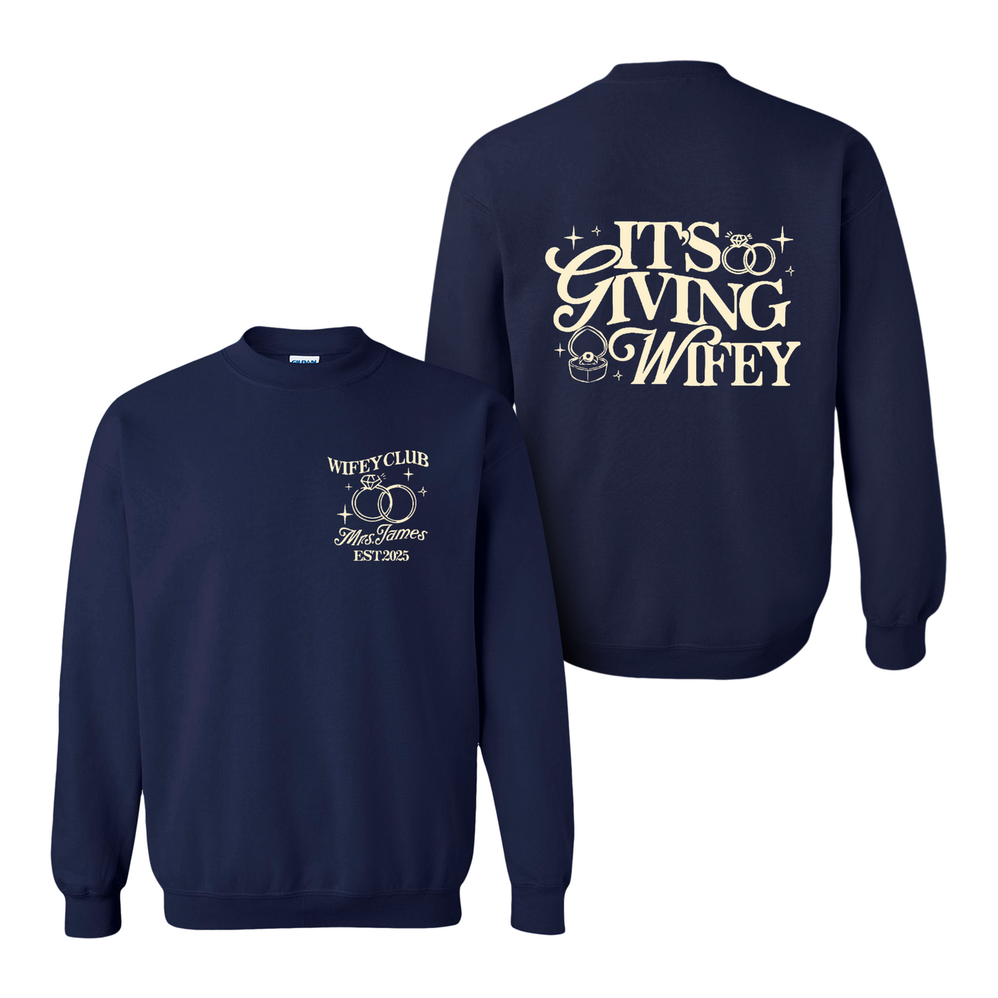 Wifey Vibes Sweatshirt, Custom Its Giving Wifey Sweatshirt, Bride To Be Sweatshirt, Custom Engagement Gift