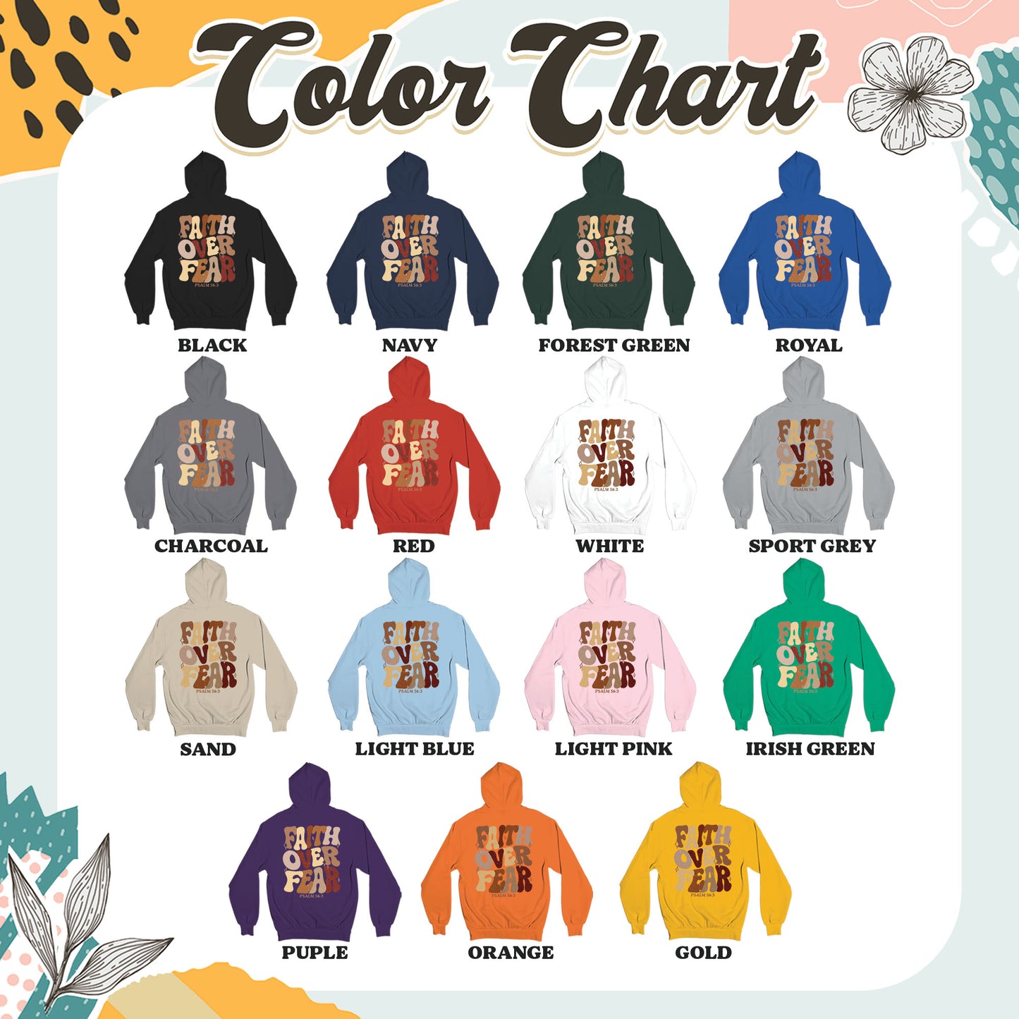 Faith Over Fear Christian Psalm Hoodie