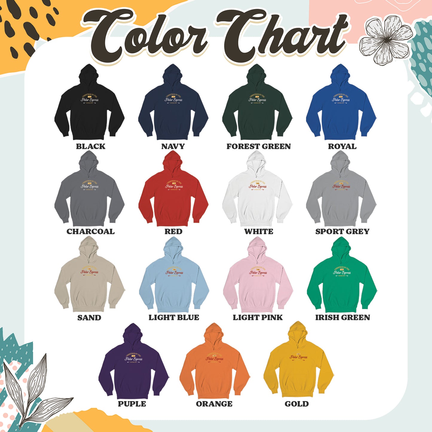 Custom Polar Express Christmas Hoodie: Matching Family Christmas Hoodies, Personalized Polar Express Hoodie, Holiday Train Hoodie