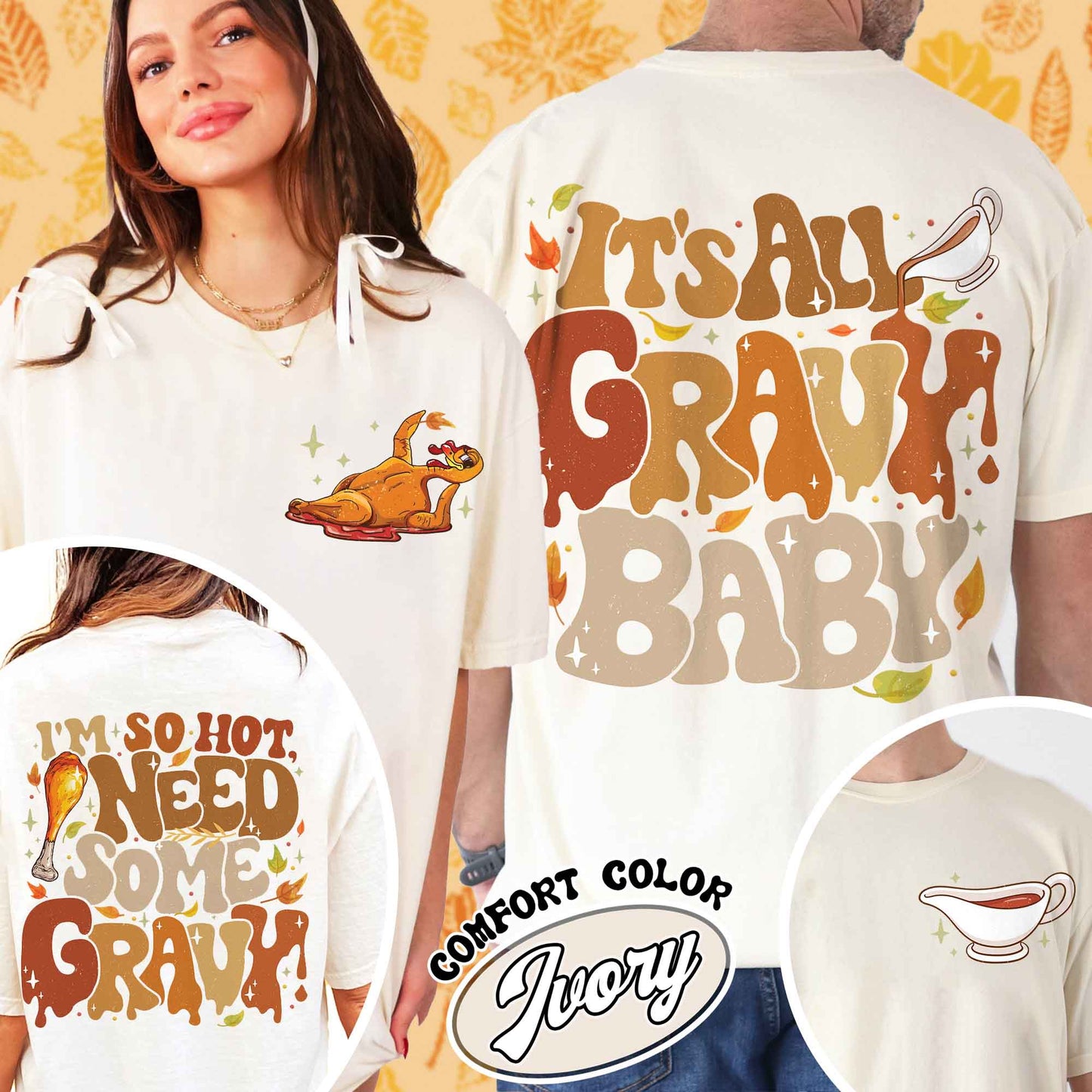 Couple Matching Thanksgiving Shirt, Thanksgiving Couples Tshirt, Thanksgiving Shirt for Couples, Gravy and Turkey Couple Shirt, Im So Hot Shirt