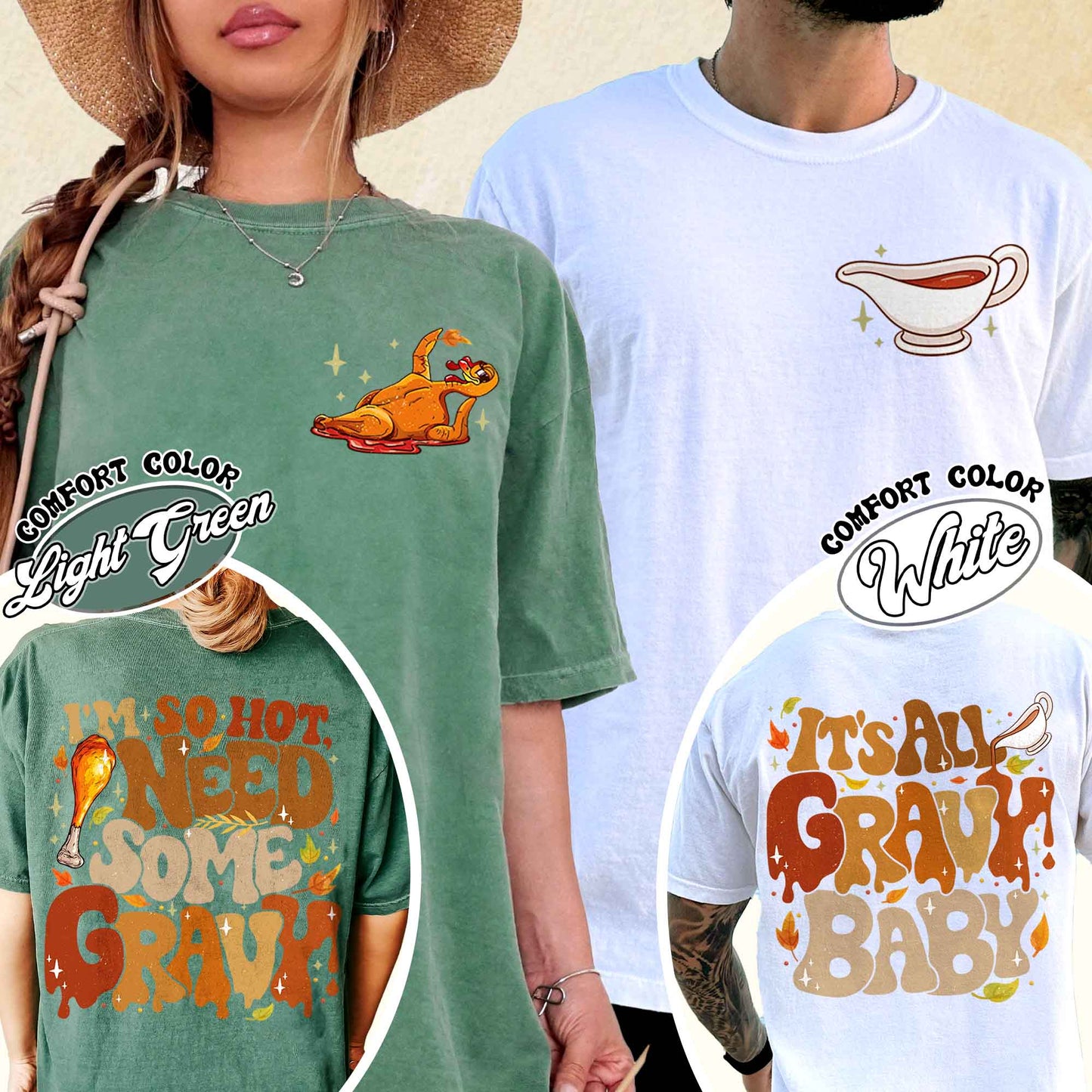 Couple Matching Thanksgiving Shirt, Thanksgiving Couples Tshirt, Thanksgiving Shirt for Couples, Gravy and Turkey Couple Shirt, Im So Hot Shirt