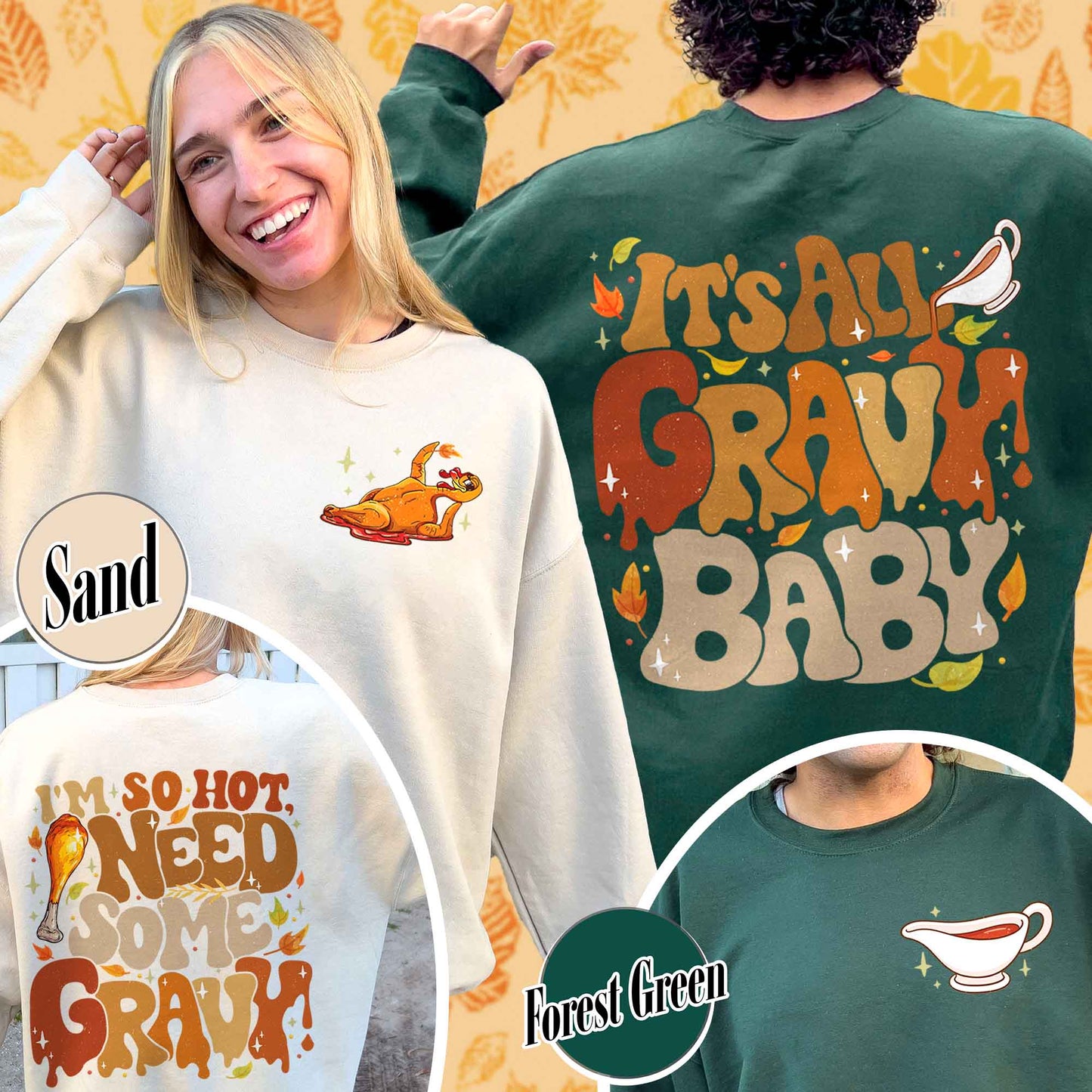 Couple Matching Thanksgiving Sweatshirt, Thanksgiving Couples Sweatshirt, Thanksgiving Sweatshirt for Couples, Gravy and Turkey Couple Sweatshirt, Im So Hot Sweatshirt