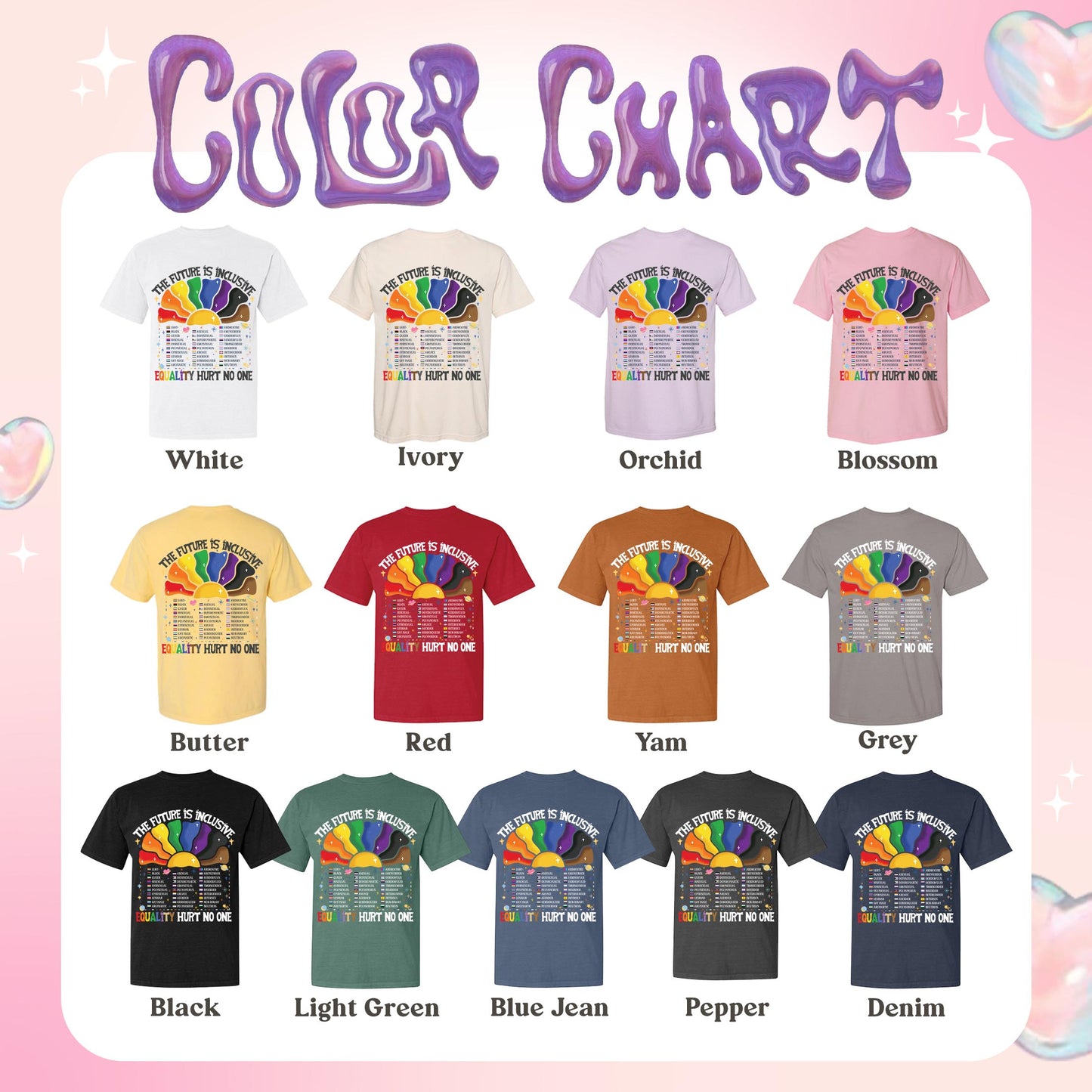 LGBT Comfort Color Shirt, the Future Is Inclusive Shirt, Equality Hurt No One Shirt