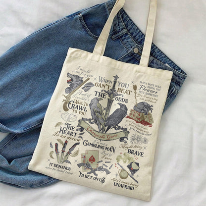 Six of Crows Tote Bag, Ketterdam Crow Club No Mourners No Funerals Tote Bag, Crows Before Bros Tote Bag