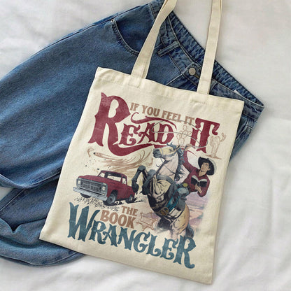 Book Wrangler Tote Bag, Bookish Cowboy Bag, Western Book Lover Bag, Country Bookish Bag Bookish Gift for Her, Book Lover