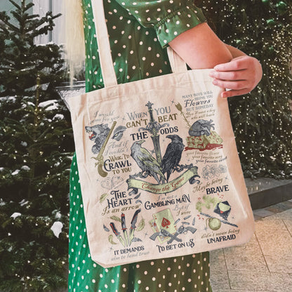 Six of Crows Tote Bag, Ketterdam Crow Club No Mourners No Funerals Tote Bag, Crows Before Bros Tote Bag