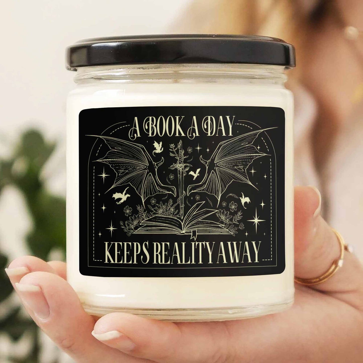 A Book a Day Keeps Reality Away Candle, Fantasy Book Candle, Gift for Reader, Book Lover, House of Dragon Candle, Book Club Candle, Dragon Candle