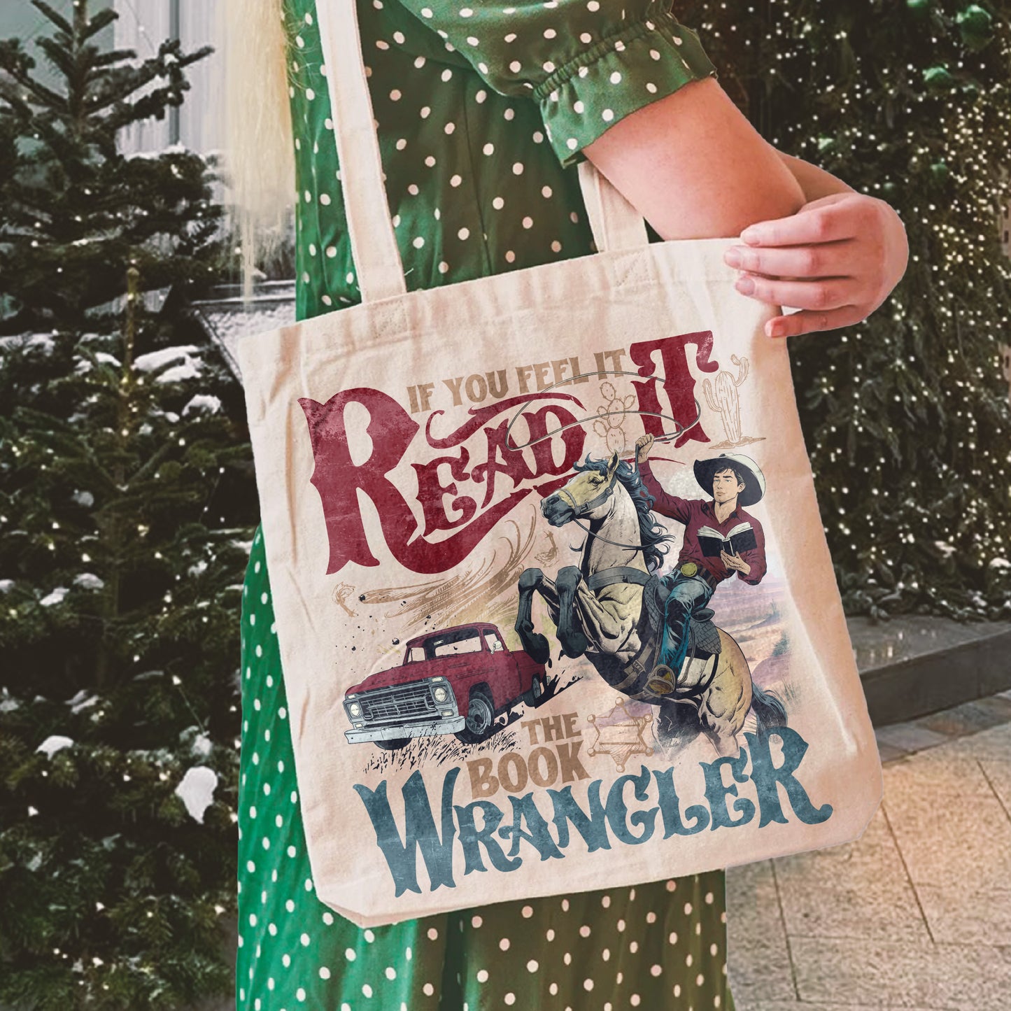 Book Wrangler Tote Bag, Bookish Cowboy Bag, Western Book Lover Bag, Country Bookish Bag Bookish Gift for Her, Book Lover