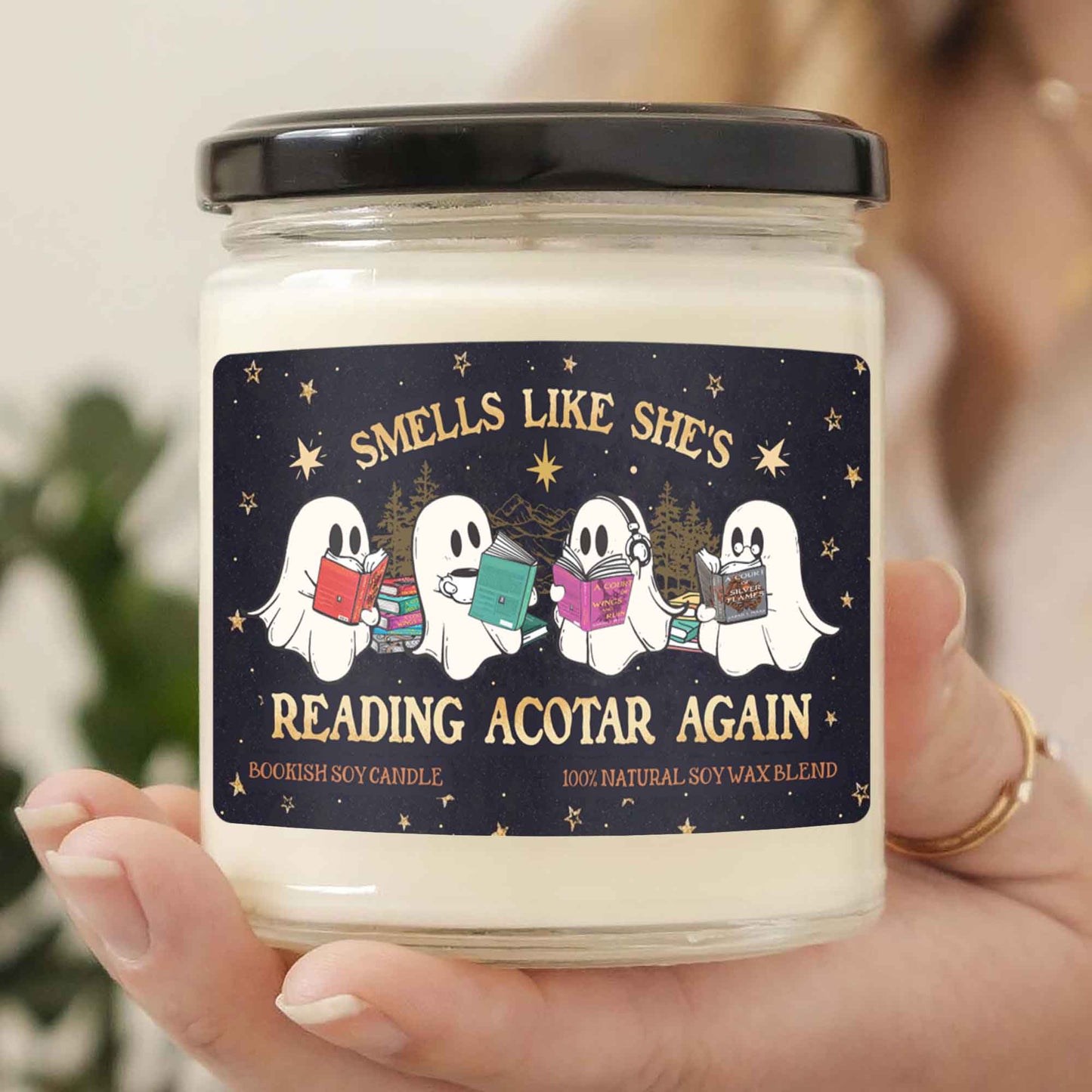 Smells Like She’s Reading Acotar Again Candle, BOO Read Book Candle,Spooky Readers Candle,Romance Reader Candle, Acotar Candle,Gift for Reader