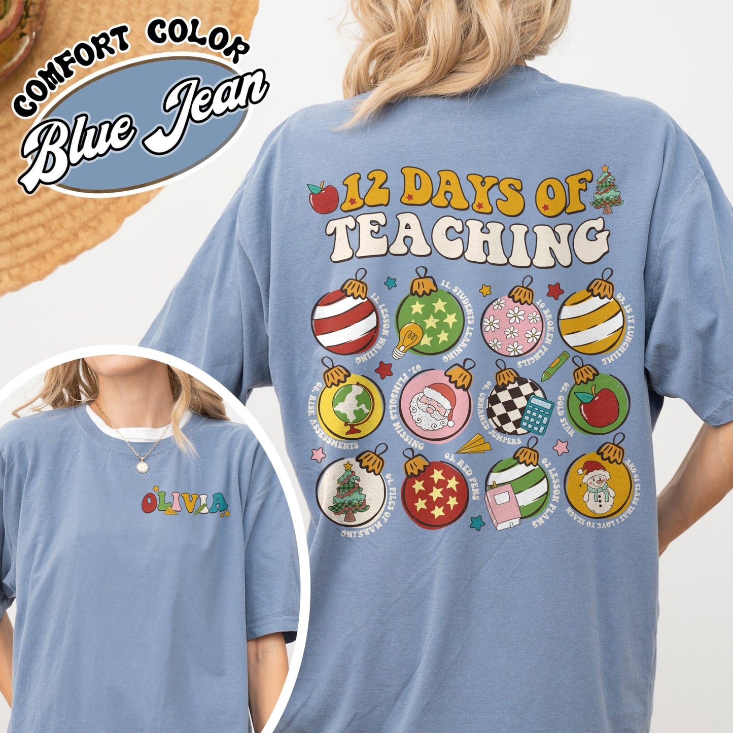 12 Days of Teaching Comfort Color Shirt, Christmas Shirt, Teacher Shirt - Zig5