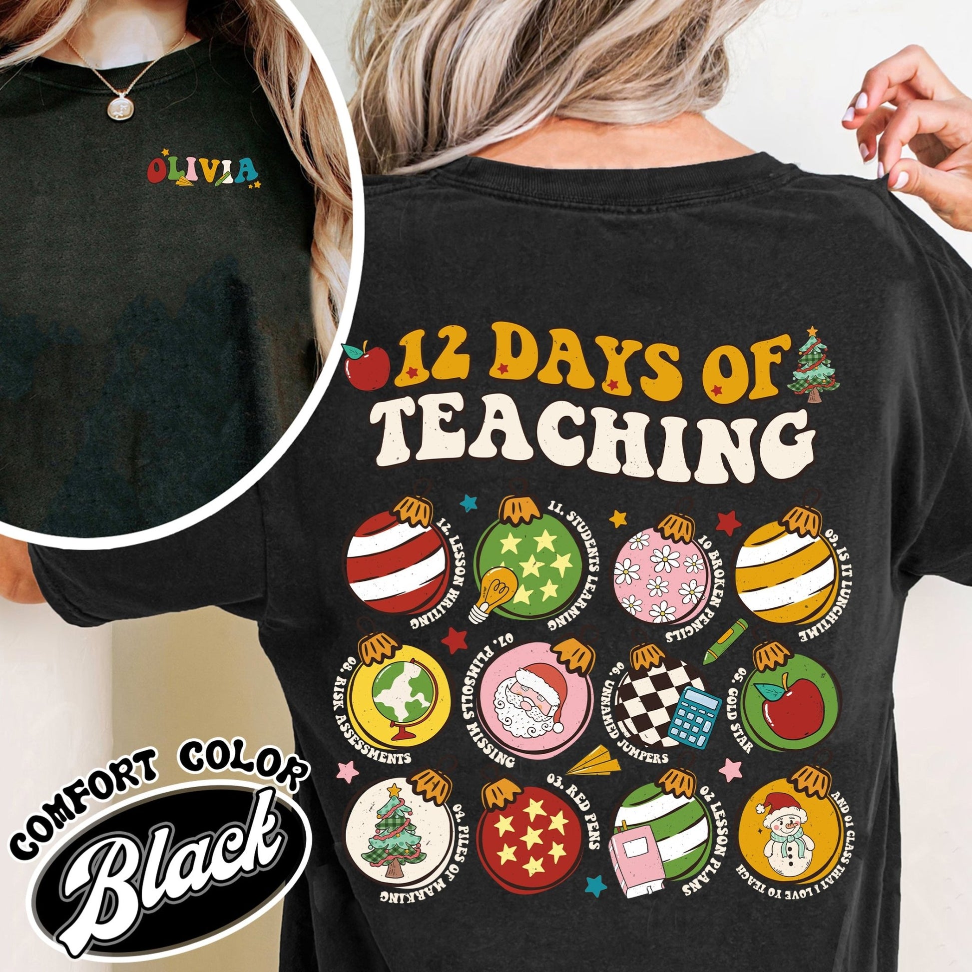 12 Days of Teaching Comfort Color Shirt, Christmas Shirt, Teacher Shirt - Zig5