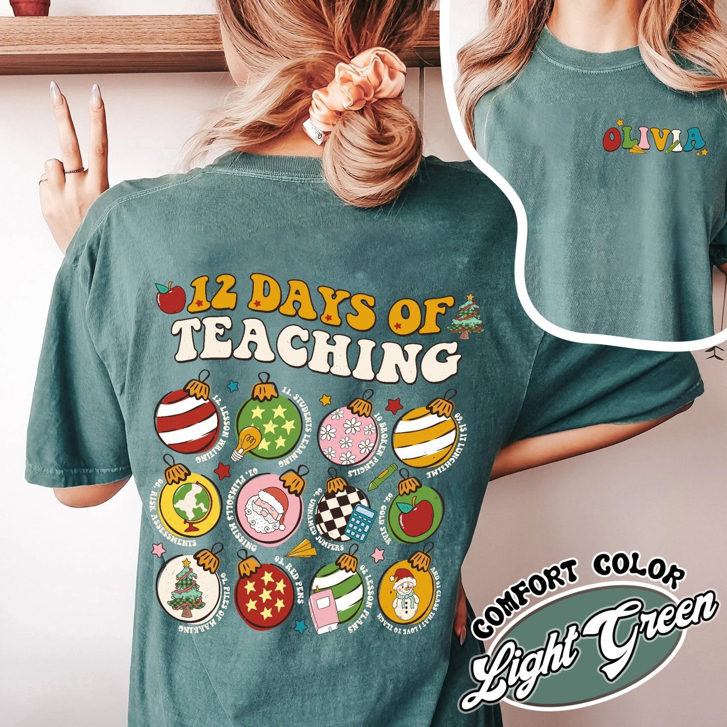 12 Days of Teaching Comfort Color Shirt, Christmas Shirt, Teacher Shirt - Zig5