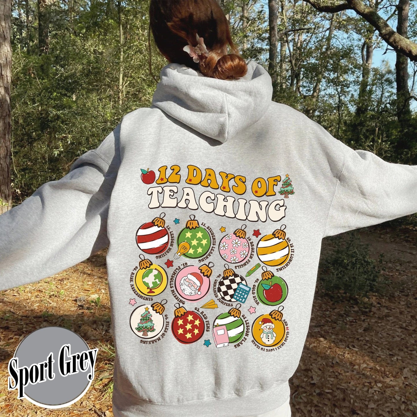 12 Days of Teaching Hoodie, 12 Days of Teaching Christmas Hoodie, 12 Days of Teaching Hoodie, Teacher Christmas Hoodie, Merry Teacher Era - Zig5