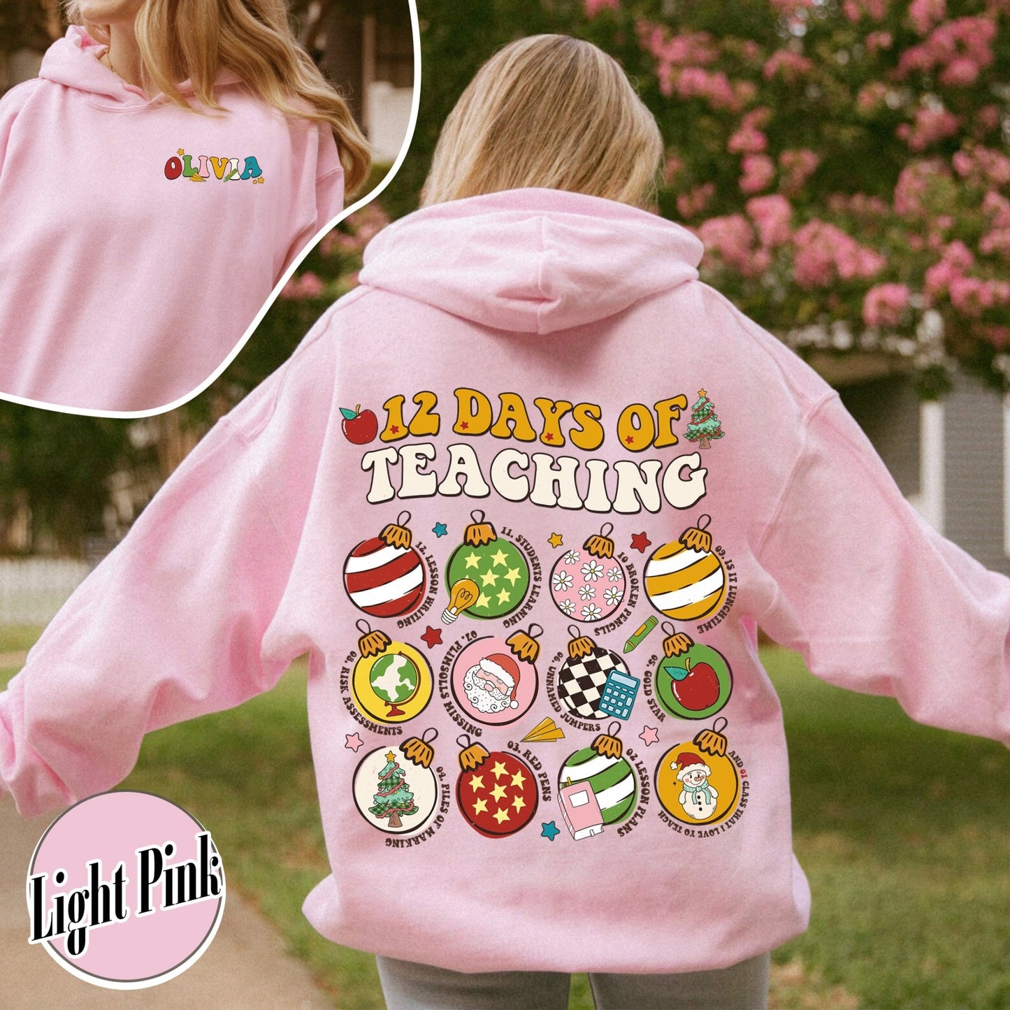 12 Days of Teaching Hoodie, 12 Days of Teaching Christmas Hoodie, 12 Days of Teaching Hoodie, Teacher Christmas Hoodie, Merry Teacher Era - Zig5