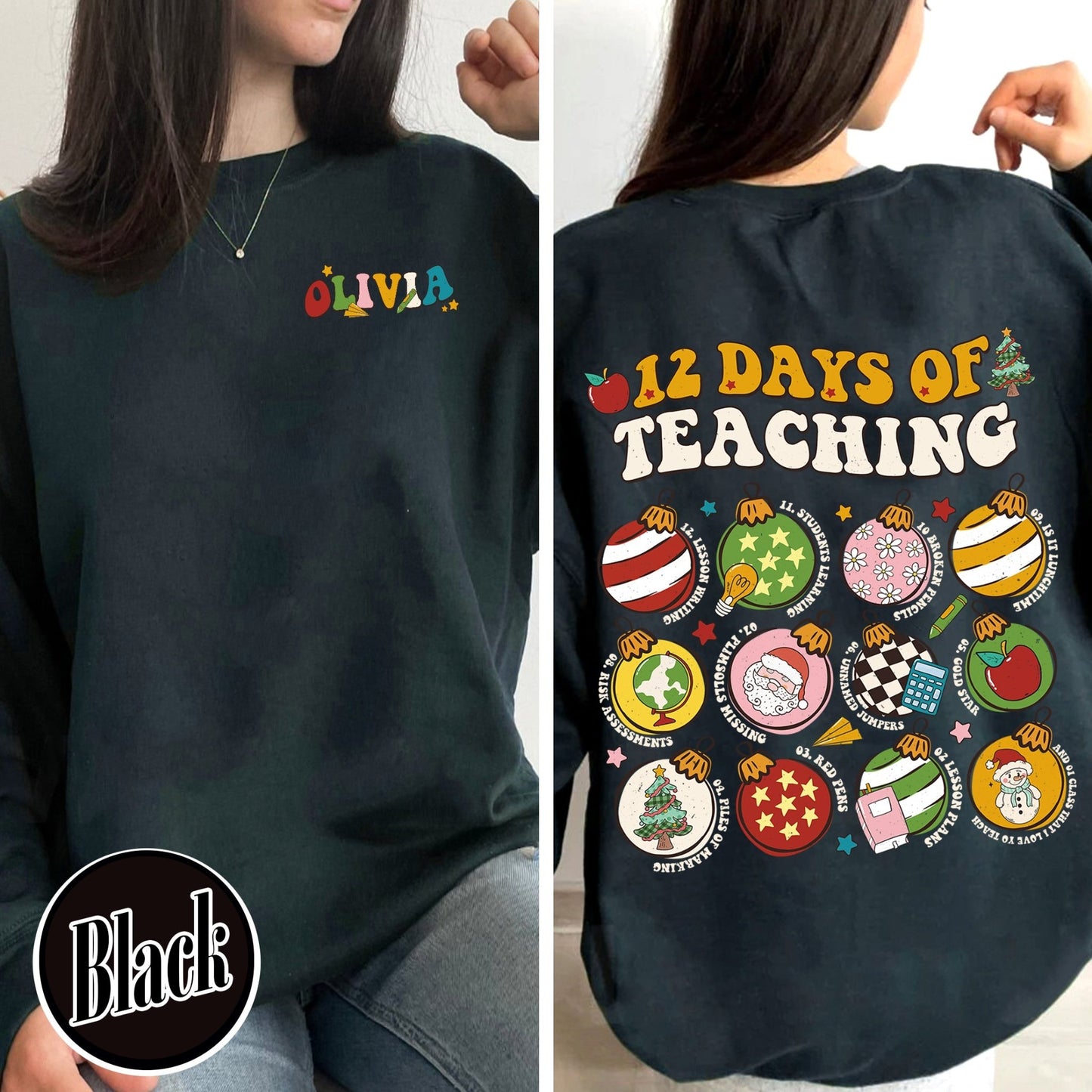 12 Days of Teaching Sweatshirt, 12 Days of Teaching Christmas Sweatshirt, 12 Days of Teaching Sweatshirt, Teacher Christmas Sweatshirt, Merry Teacher Era - Zig5