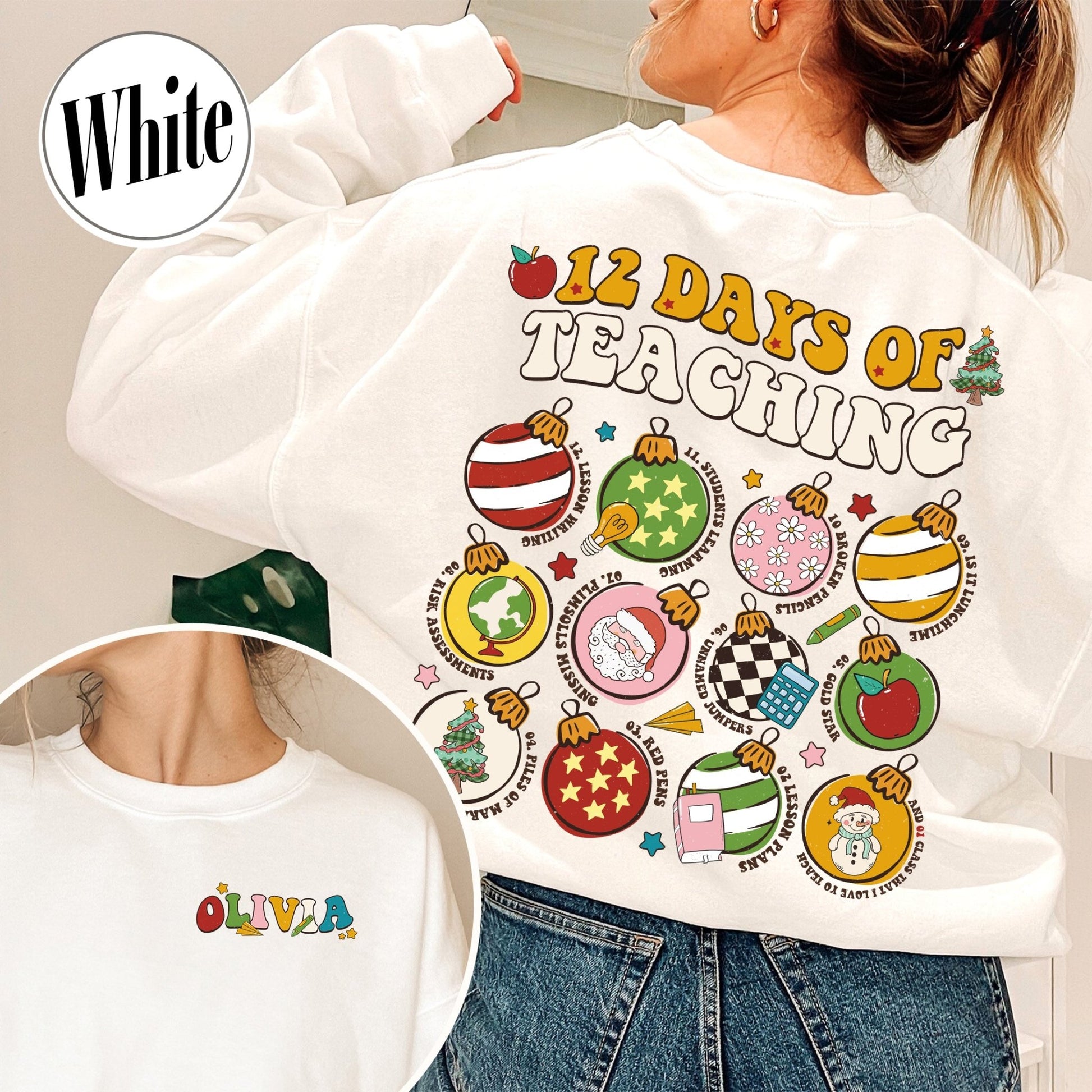 12 Days of Teaching Sweatshirt, 12 Days of Teaching Christmas Sweatshirt, 12 Days of Teaching Sweatshirt, Teacher Christmas Sweatshirt, Merry Teacher Era - Zig5