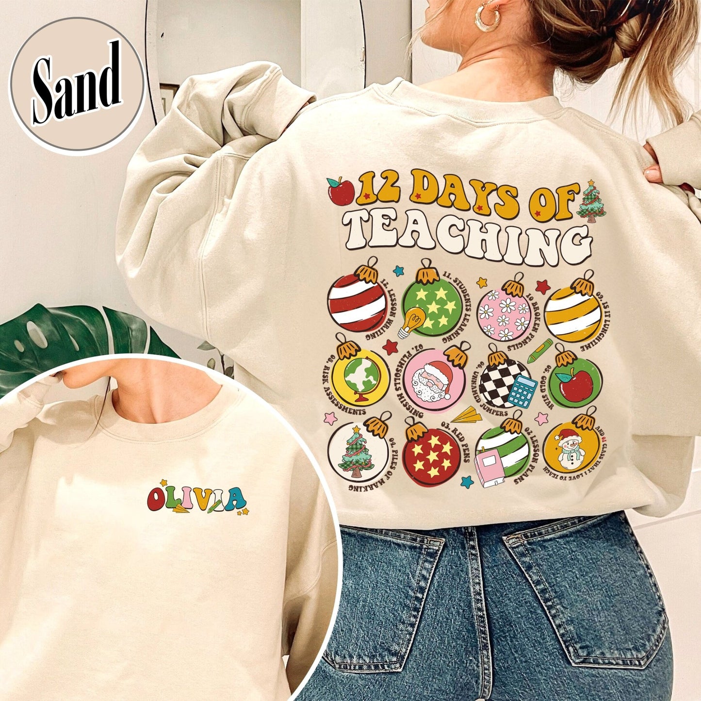 12 Days of Teaching Sweatshirt, 12 Days of Teaching Christmas Sweatshirt, 12 Days of Teaching Sweatshirt, Teacher Christmas Sweatshirt, Merry Teacher Era - Zig5